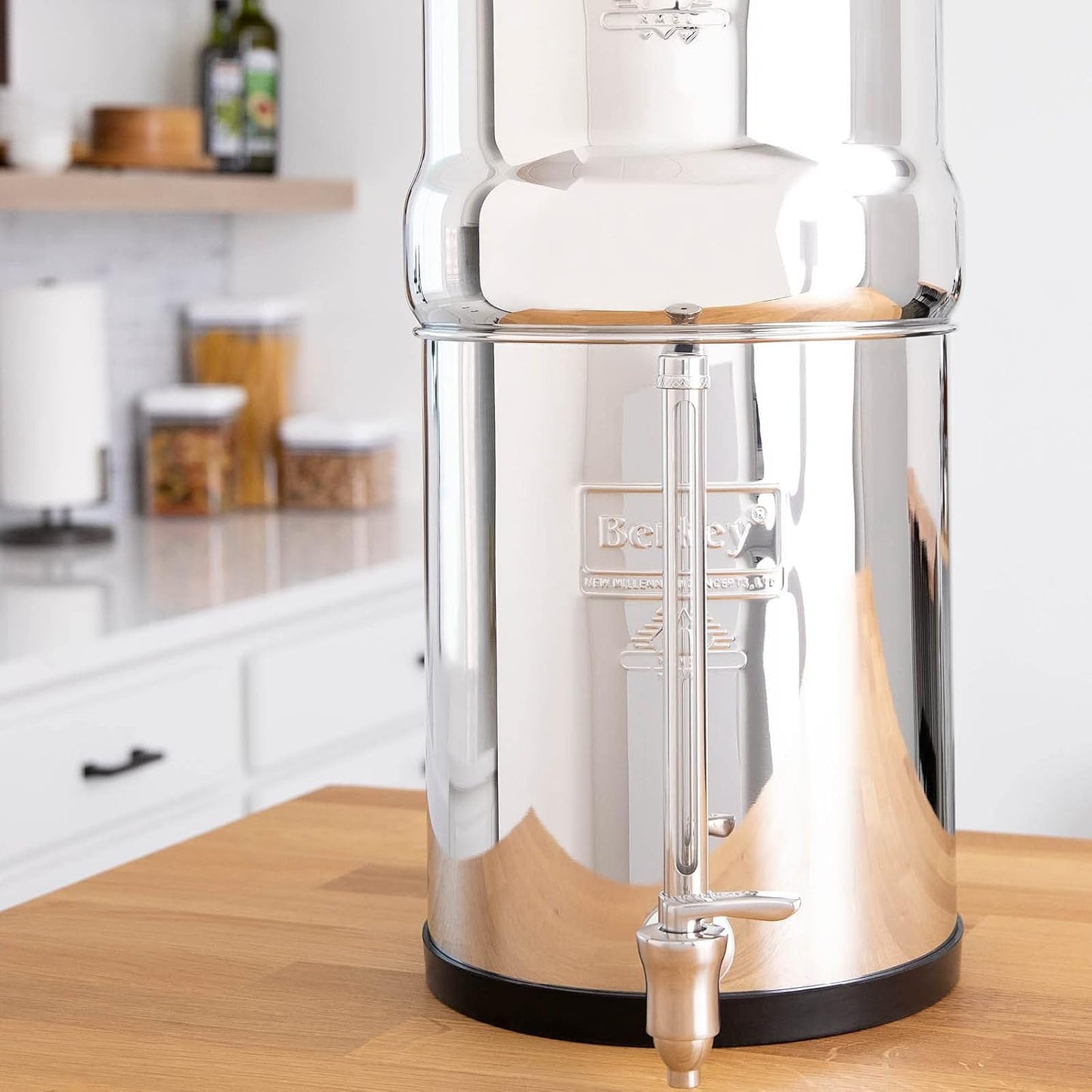 Royal Berkey Gravity-Fed Water Filter System with 2 Black Berkey Elements Plus Deluxe 10" Stainless Steel Berkey Water View Spigot