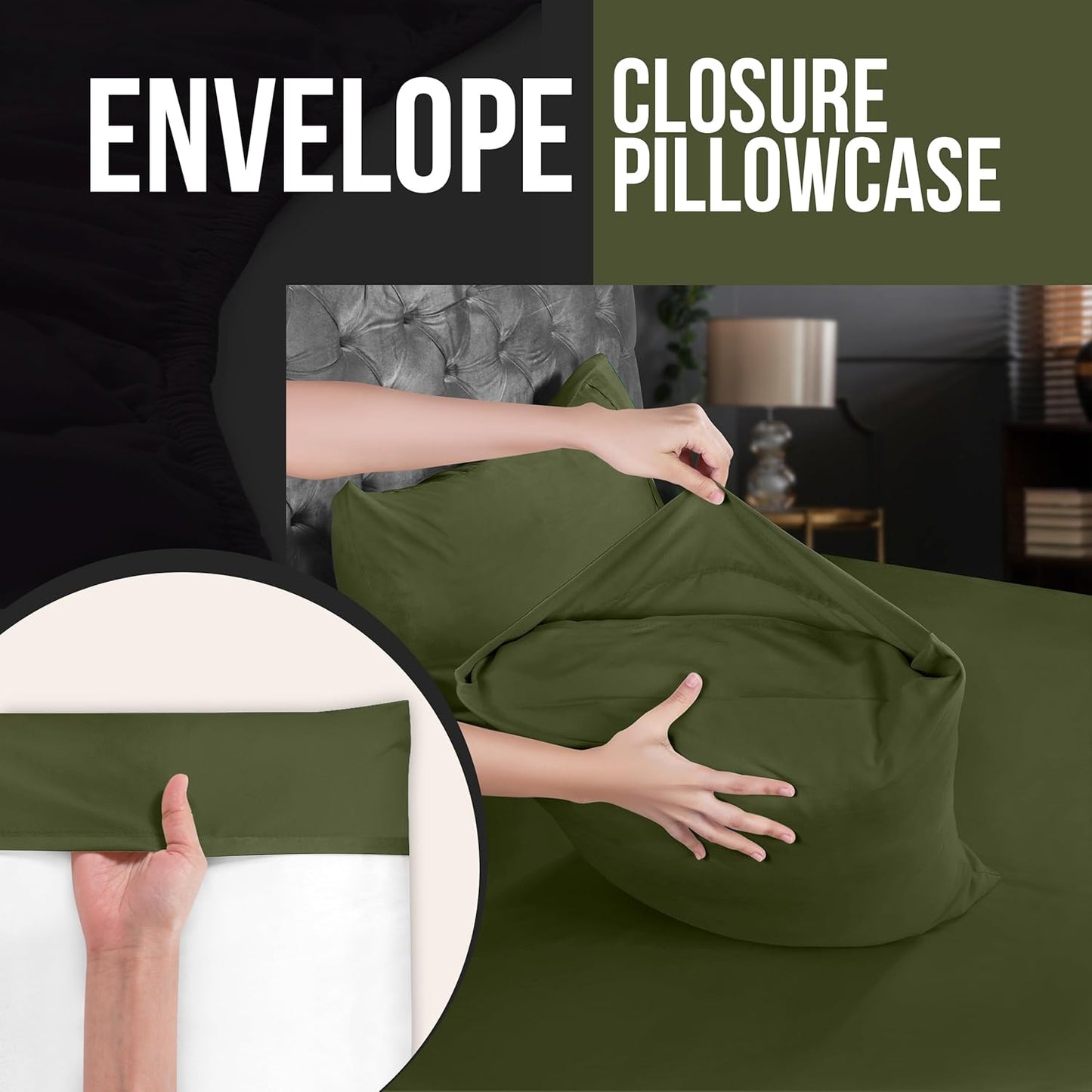 Utopia Bedding Queen Pillow Cases - Soft Brushed Microfiber - 4 Pack, Olive | Fade Resistant 20 x 30 Inches
