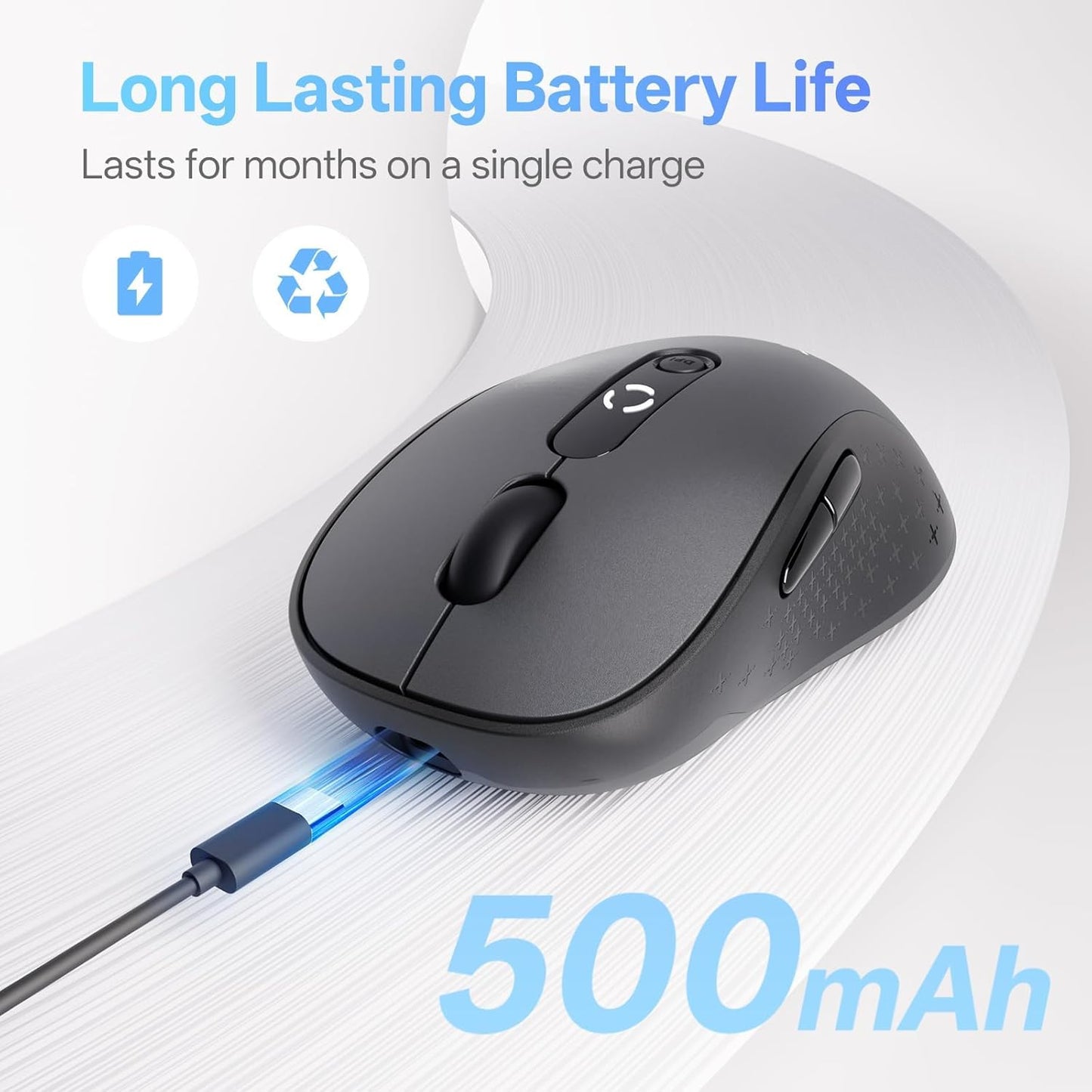 XBG B15 5.0/4.0 2.4G, 5 3-Level Tri-Mode Wireless Mouse, Bluetooth & Adjustable DPI, Type-C Rechargeable with Battery