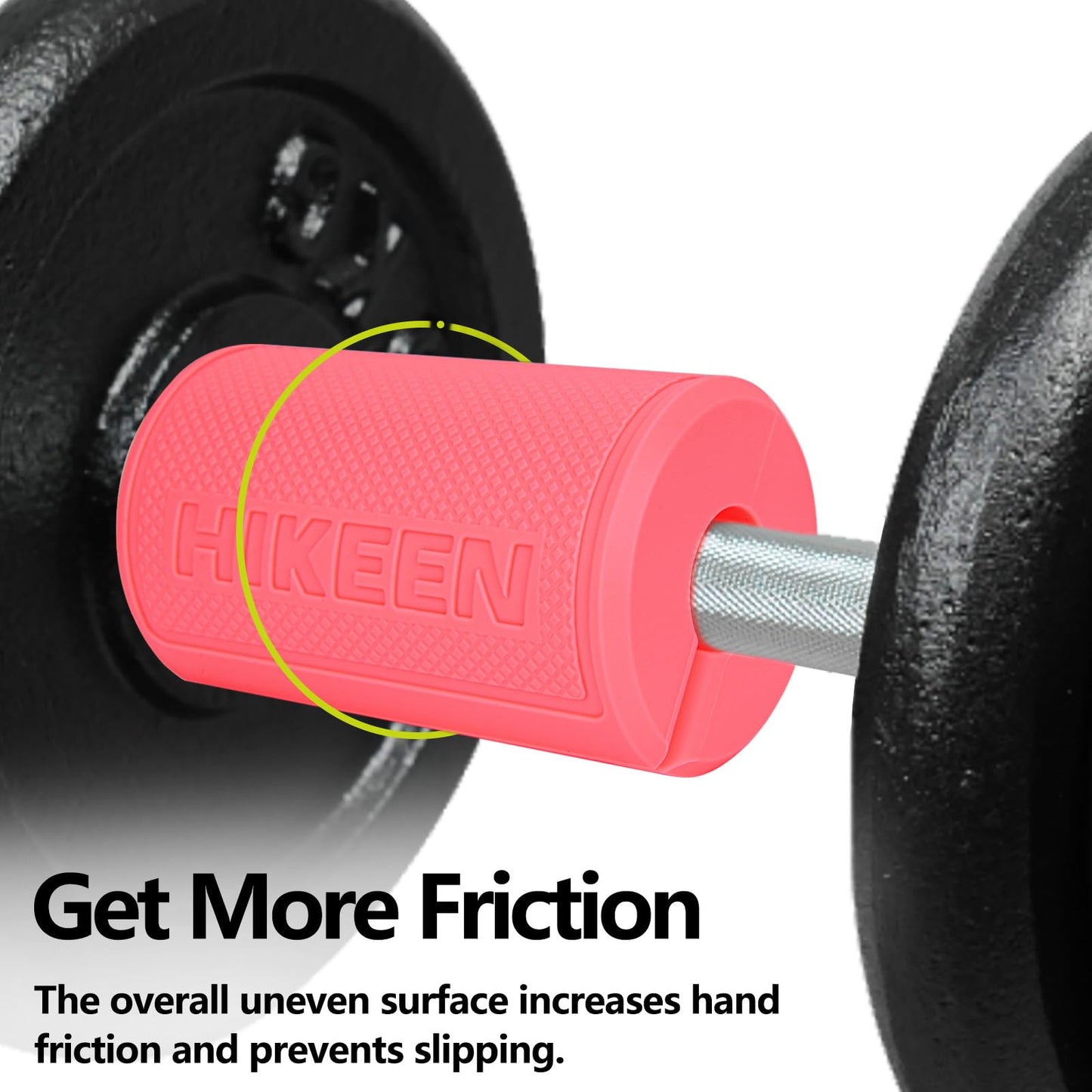 Hikeen Thick Bar Dumbbell Grips,Non Slip Hard Rubber Barbell Grips,Grips for Weight Lifting, Muscle Building-2.75" Outer Diameter
