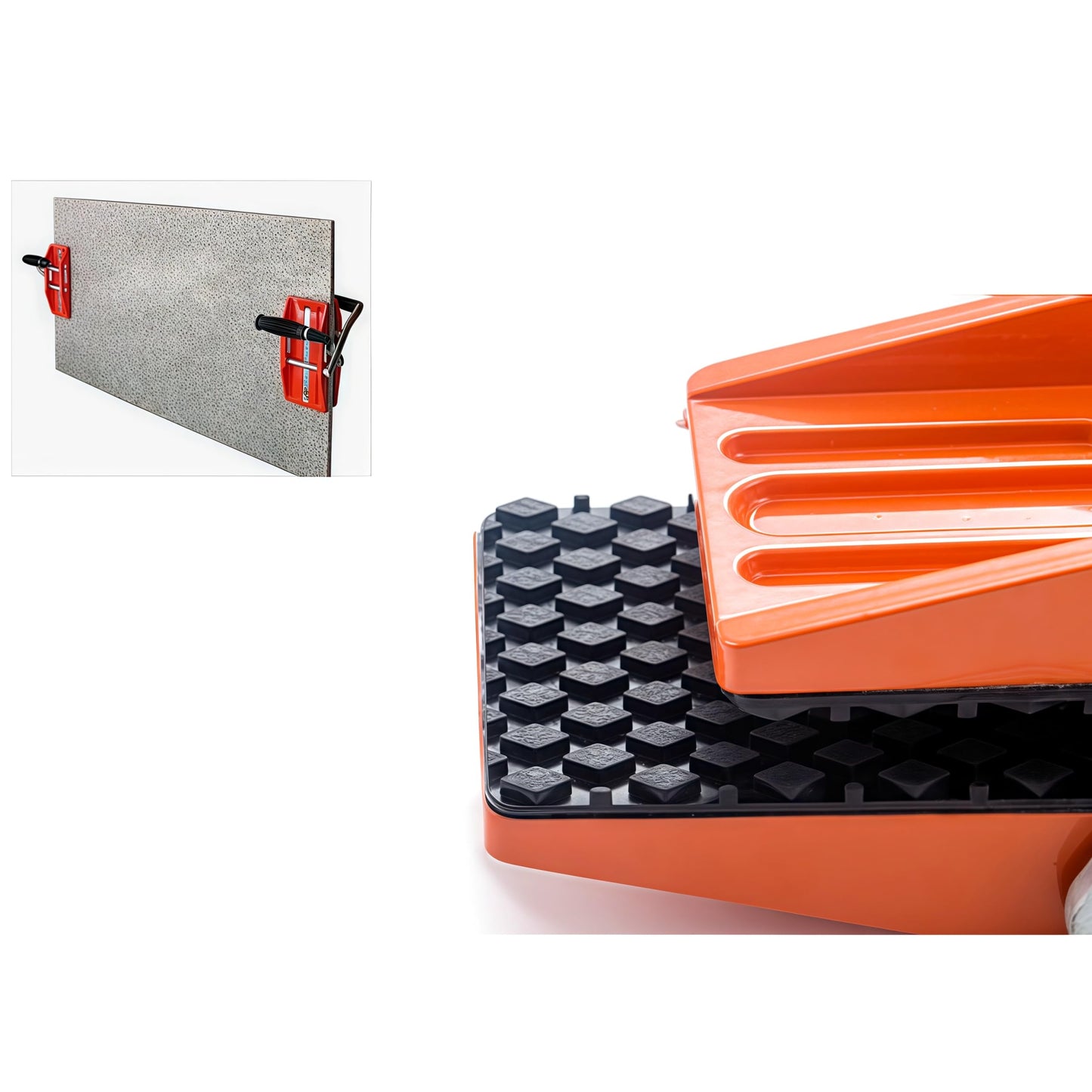 High Eagle 2 Pack Double Handed Stone Carrying Clamps Granite Panel Lifter Tools Rubber-lined for Lifting Quartz Worktop Slab Marble Glass 660lbs Loaded