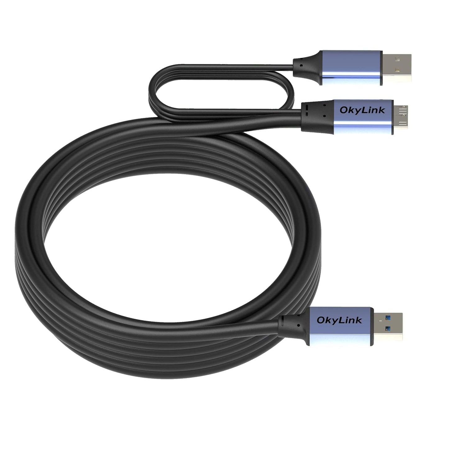 3.0 (3.2 1) 5Gbps 15ft(5M) OkyLink USB Gen A to Micro-B Male to Male Data Cable, High Speed Transfer, for External Hard