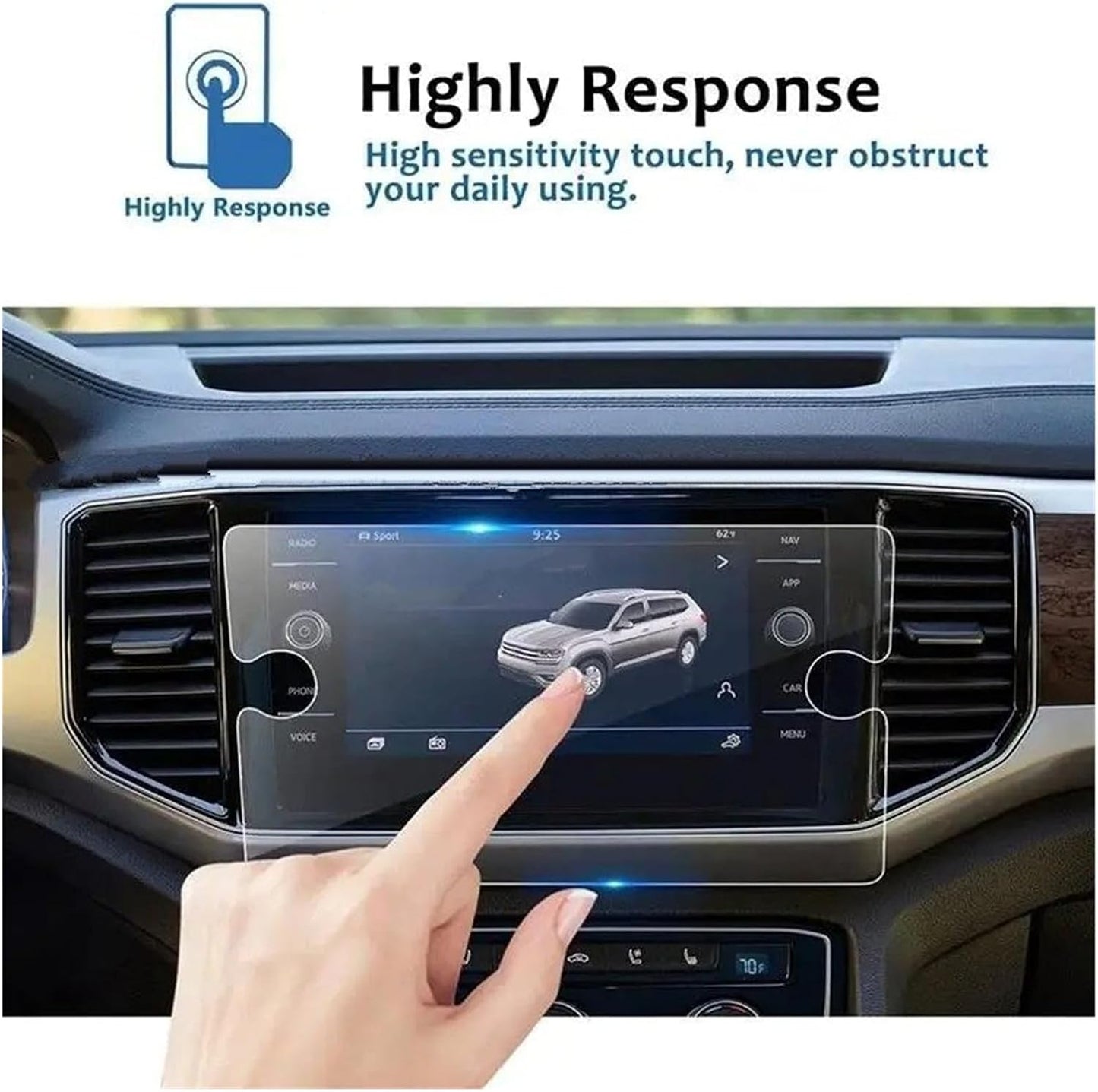 Generic 2018-2023 8 Inch Car GPS Protective Film For VW For Atlas Tempered Glass Screen Protector Film LCD Car