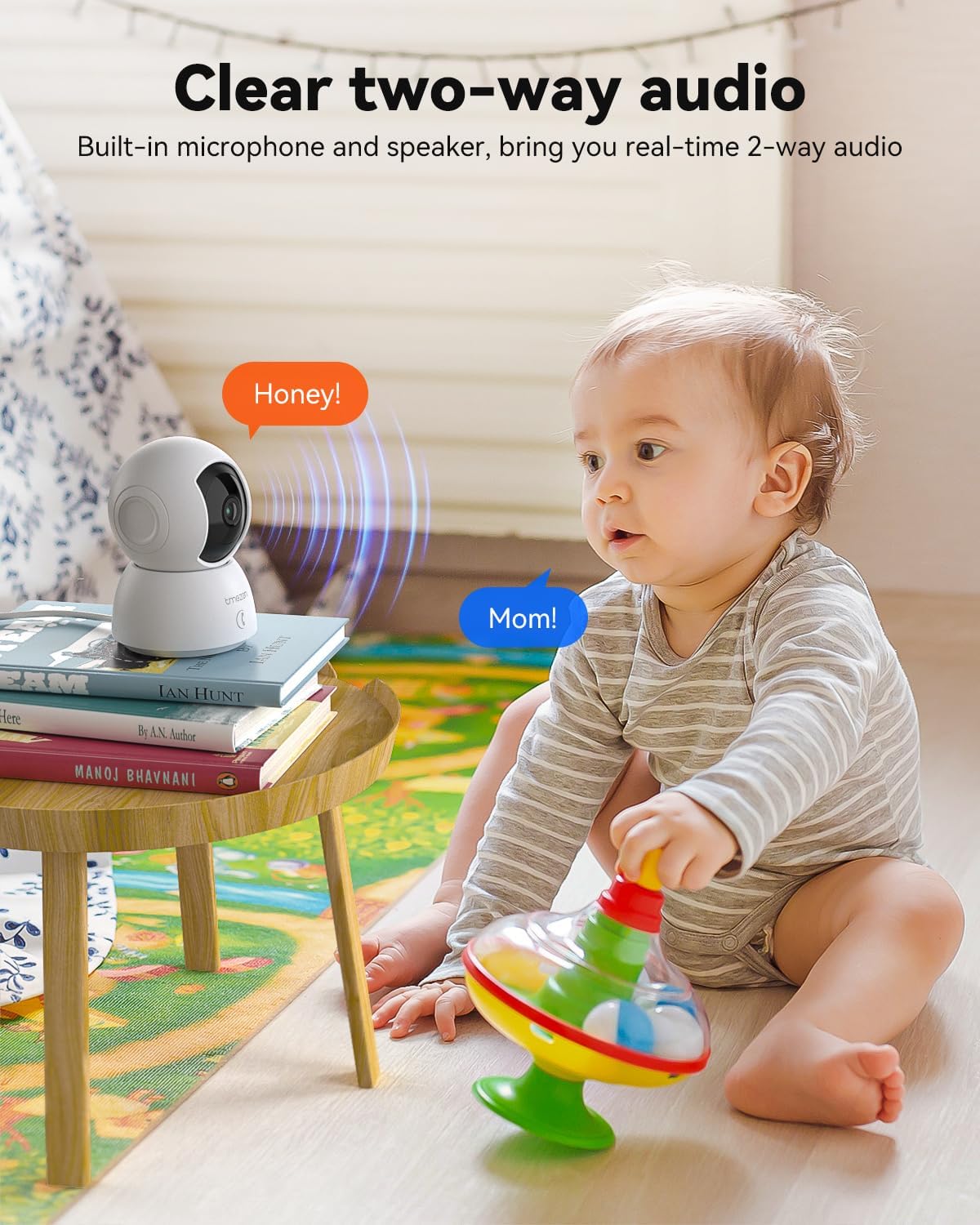 TMEZON 2K,Pan/Tilt 3MP 360 Indoor Security Camera Wi-Fi Pet Camera with Vicohome App WiFi IP HD Baby Camera