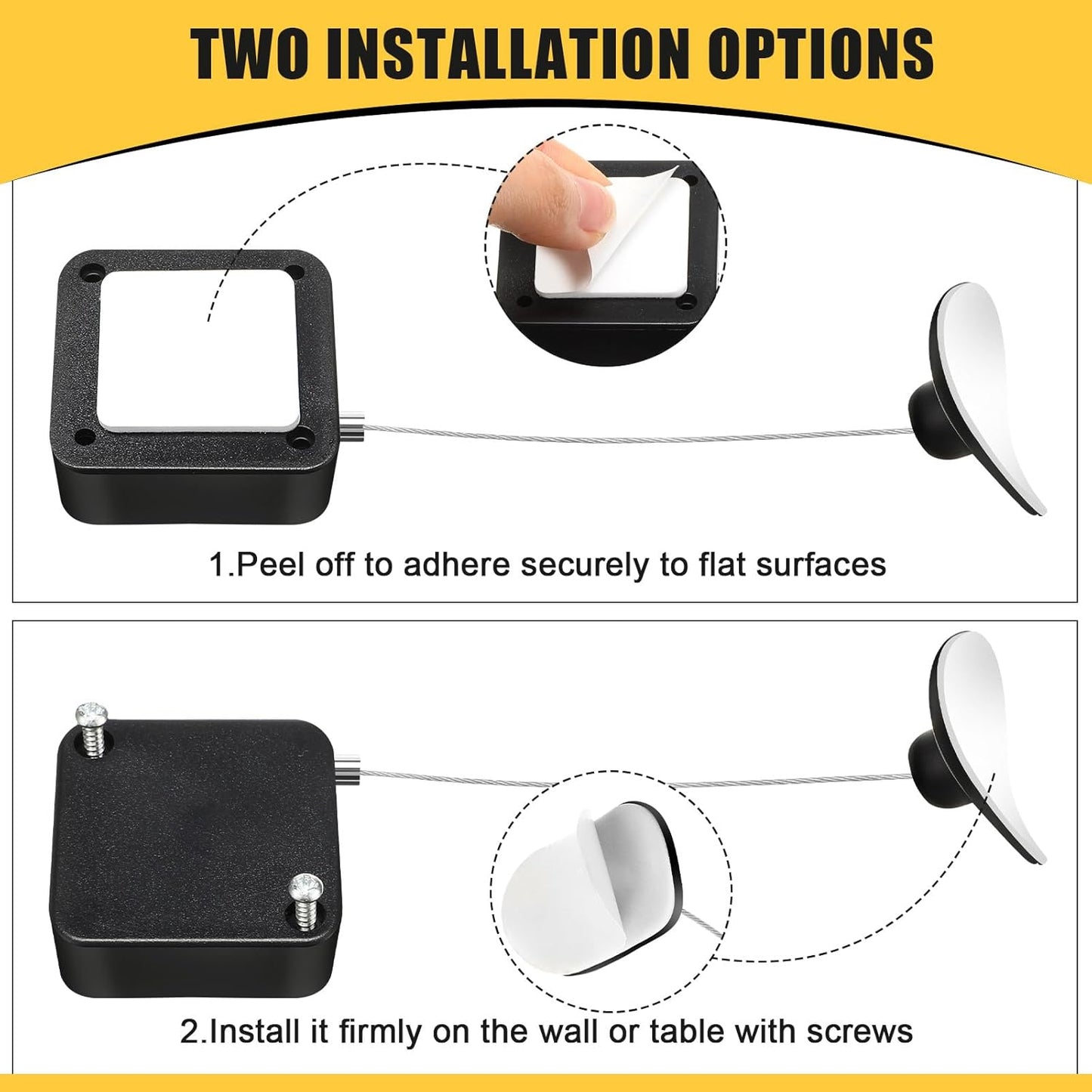 Mimorou 9 6.5 Pcs ft Retractable Security Cable Lock with Double Sided Adhesive and Screws TV Remote Control Tether