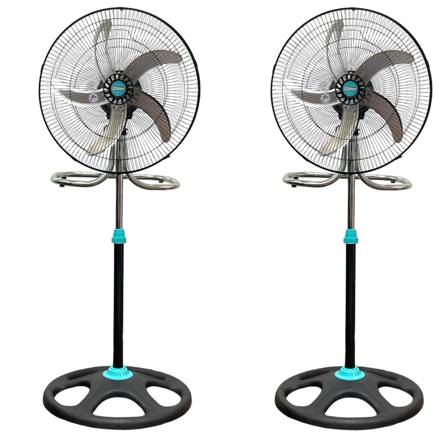 ZNERGY 2 Packs 3850CFM 18inch 2in1 Modern Industrial Floor and Stand Fans Metal Blades 3 Speeds Oscillation Adjustable Heights for Livingroom, Dining Room, Bedroom, Dorms, Garage and Kitchen