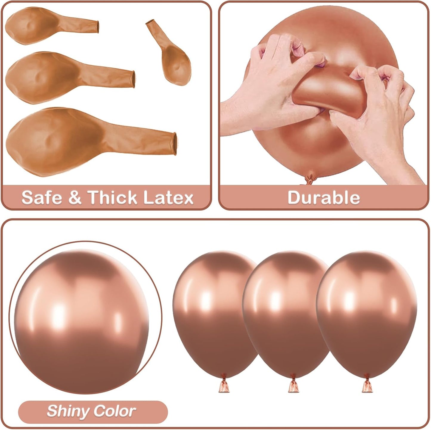 YAOWKY Rose Gold Balloons - 100PCS Latex Metallic Balloon Garland Arch Kit for Weddings & Parties | 18", 12", 10", 5" Sizes
