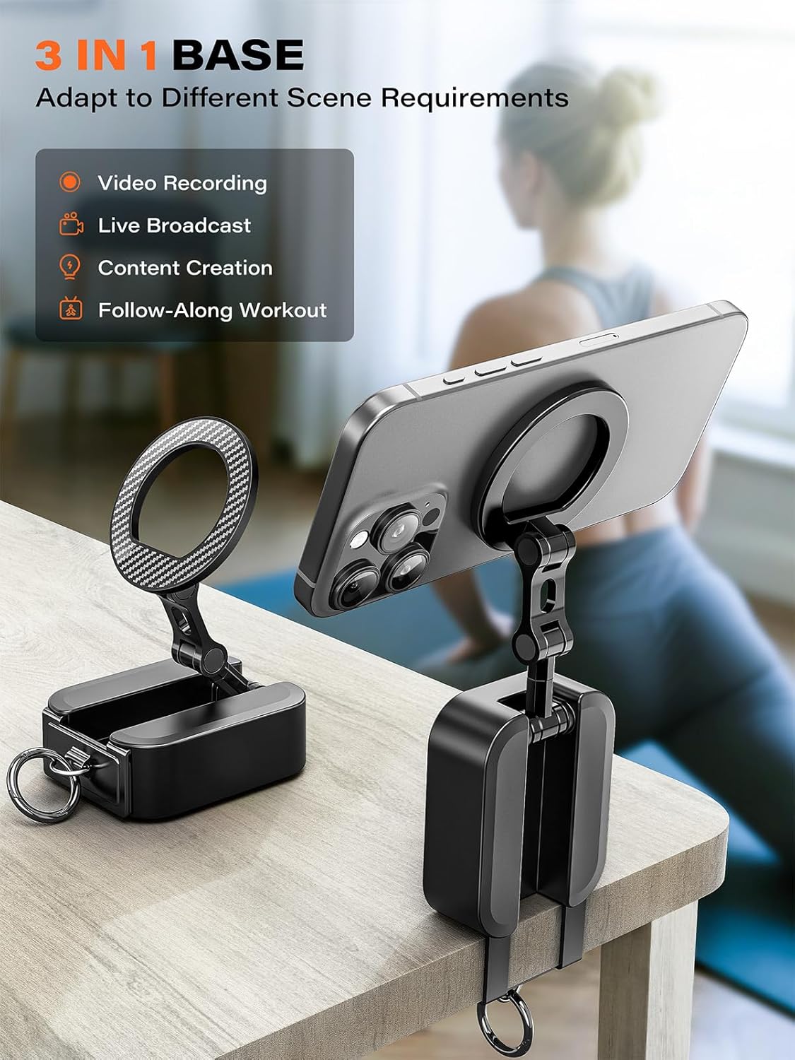 A2C 3-in-1 [20x N52] Magnetic Phone Holder for Gym, Strong Magnets Attach to Metal Surface, Portable Phone Mount