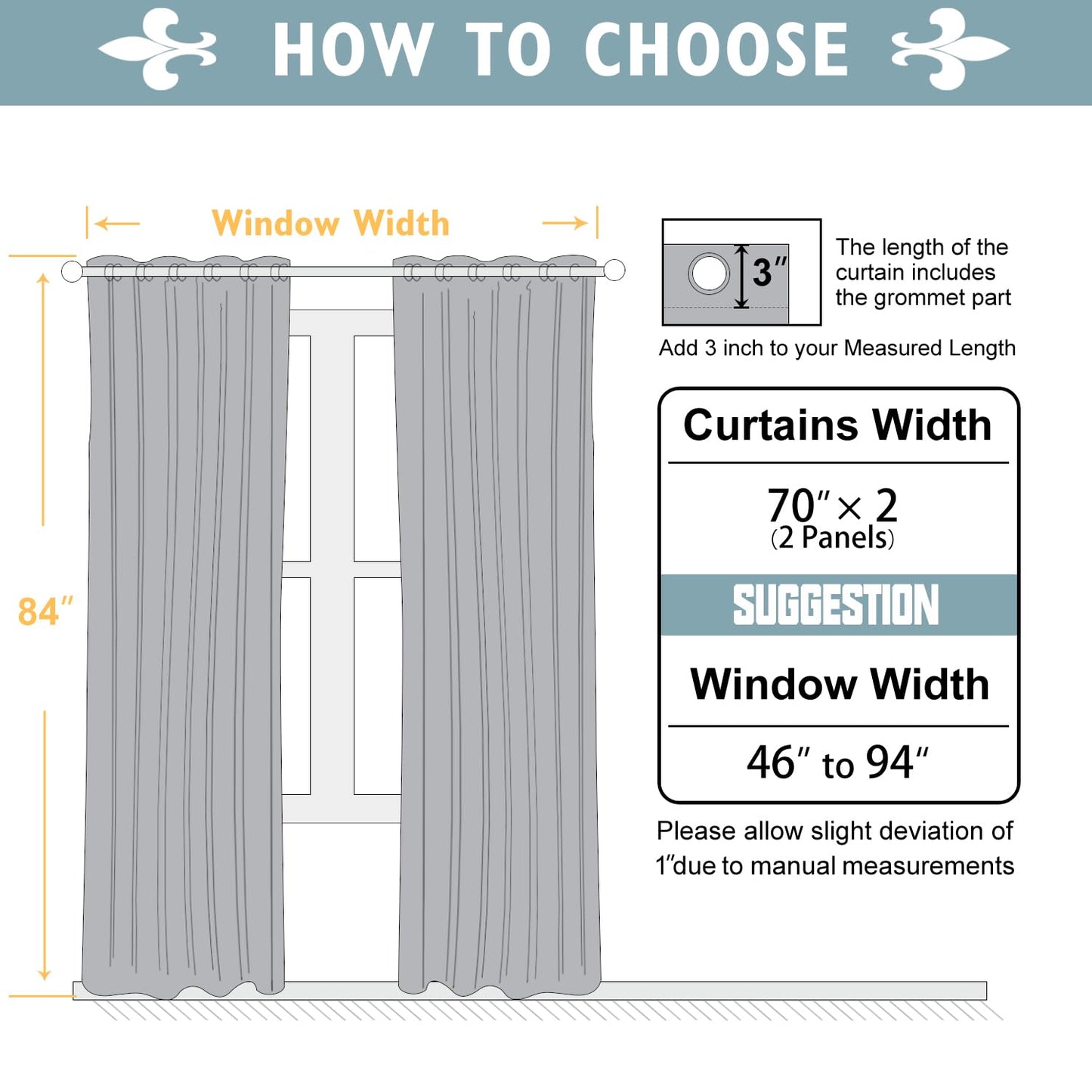 ChrisDowa Blackout Curtains 70 inches Wide for Bedroom - 2 Panels Set Extra Wide Grommet Thermal Insulated Room Darkening Curtains for Living Room (Dark Grey, 70 x 84 Inch)