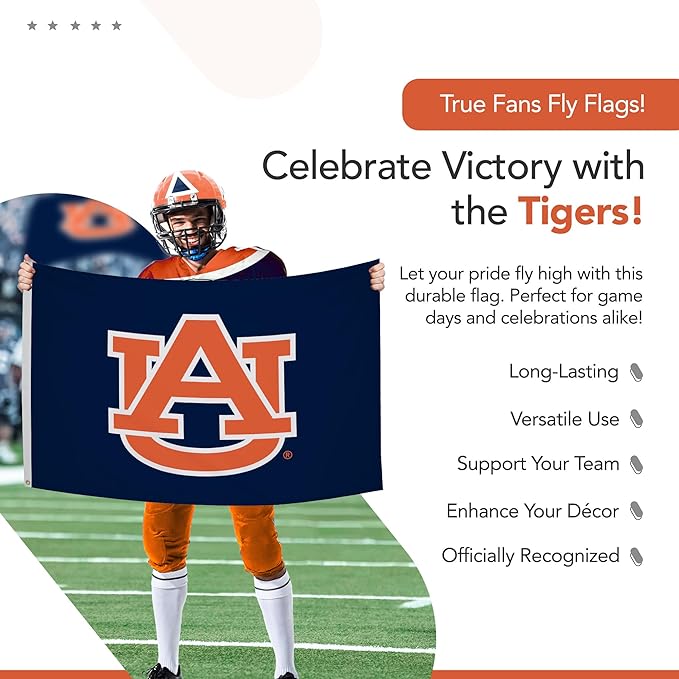 Auburn Tigers College Sports Printed Flag - NCAA Licensed - Nylon - School Banner (Blue) (3' x 5')
