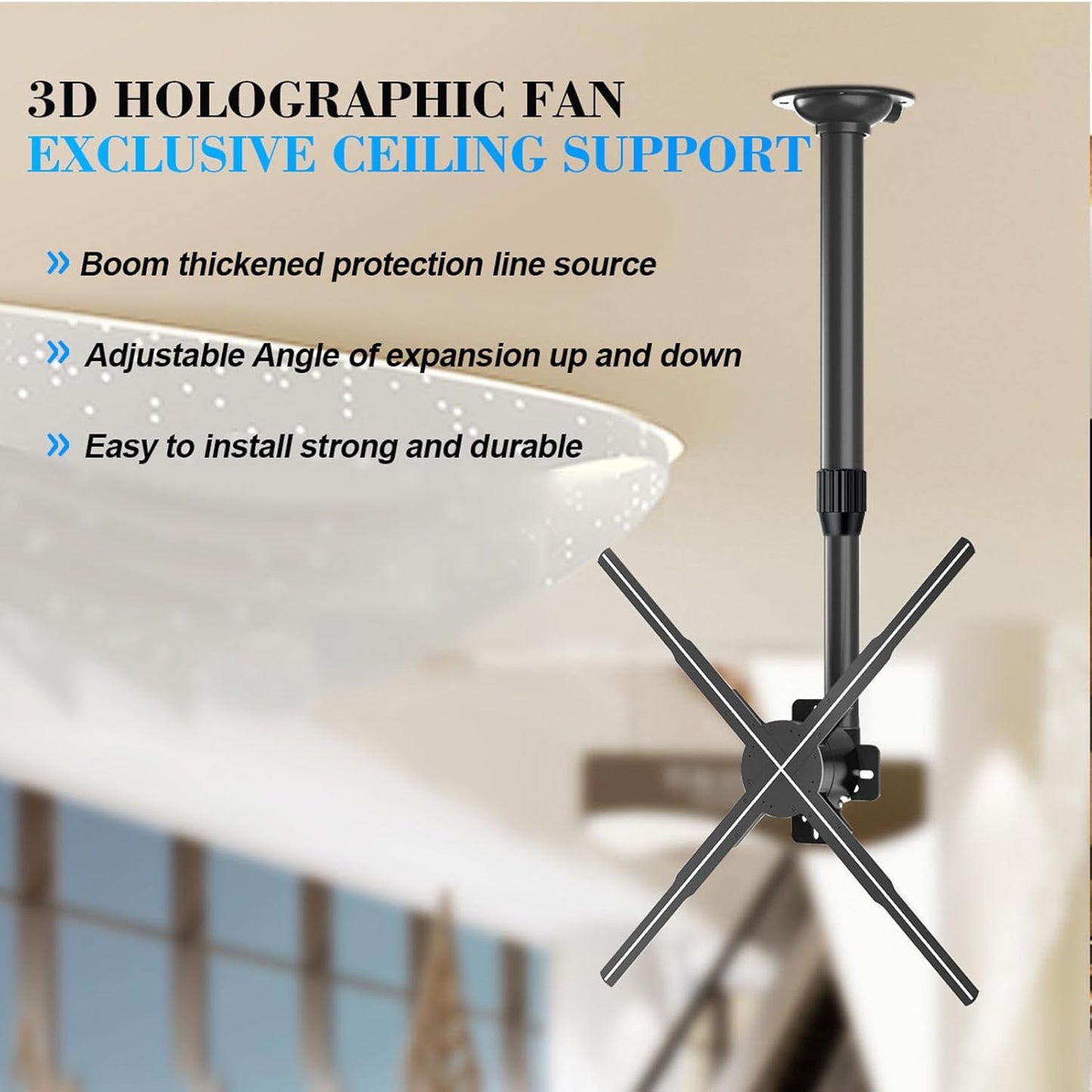TIKATARER 3D 15. 5 24 Inches Holographic Projection Bracket, Advertising Hologram Fan Hologram Fan Desktop Stand