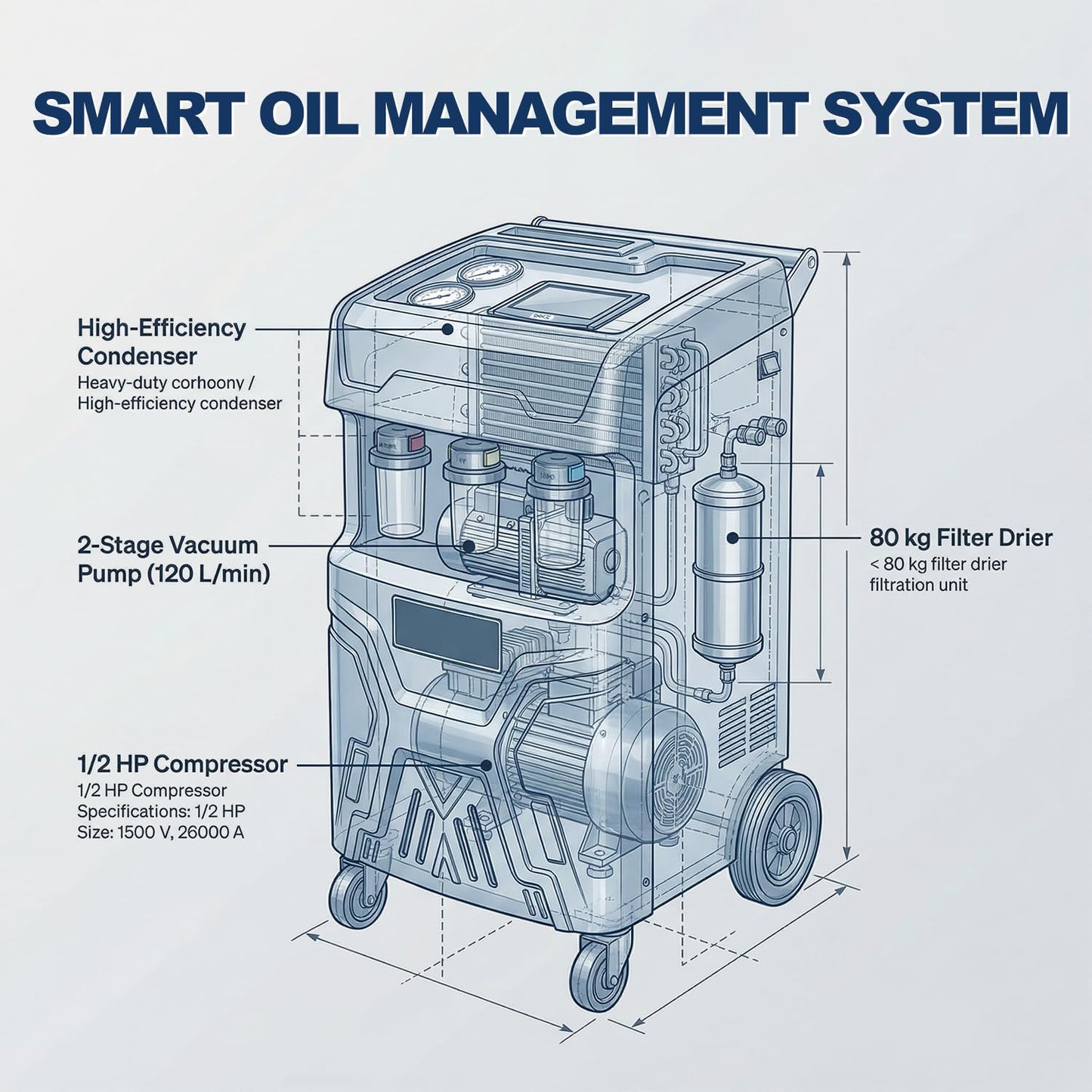 MutsMover Fully Automatic R134a or R1234yf Refrigerant Recovery Recycling and Recharge Machine, Touch Screen AC Service Unit w/Vacuum Pump, Leak Test, Oil Injection, for Automotive A/C Systems