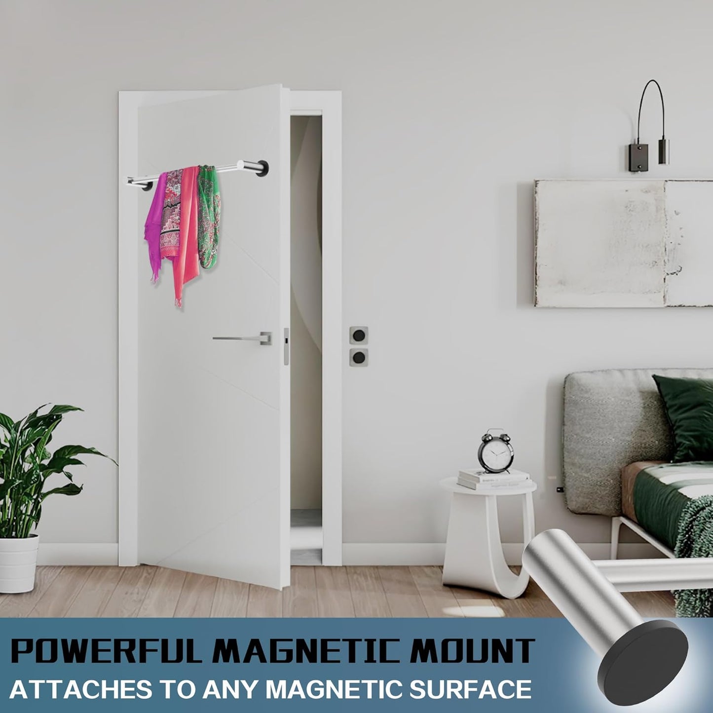 ULIBERMAGNET Magnetic Towel Holder - Adjustable Length Brushed Nickel Stainless Steel Rail | 2 Pack