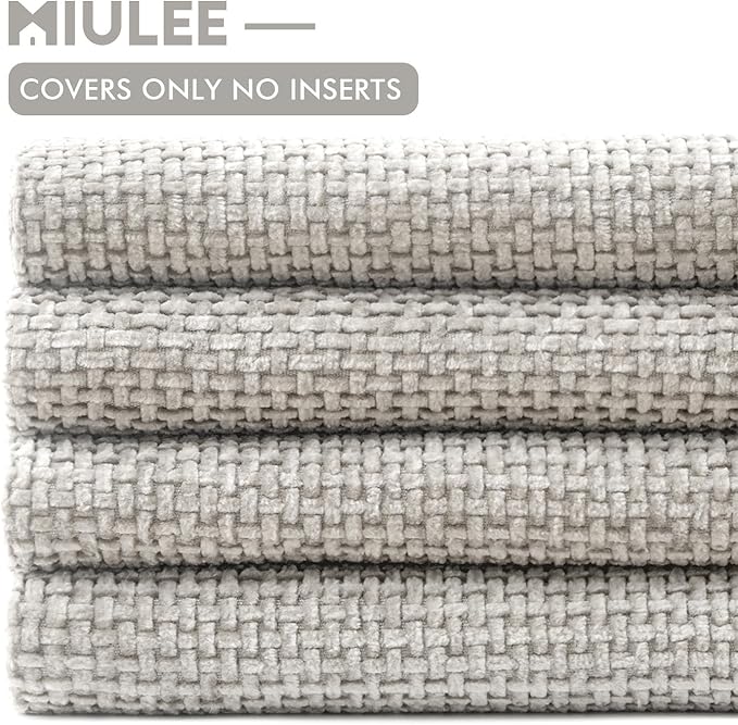 MIULEE Pack of 4 Couch Throw Pillow Covers 20x20 Inch Light Gray Soft Decorative Chenille Pillow Covers Farmhouse Accent Cushion Covers for Boho Spring Home Decor Sofa Bedroom Living Room