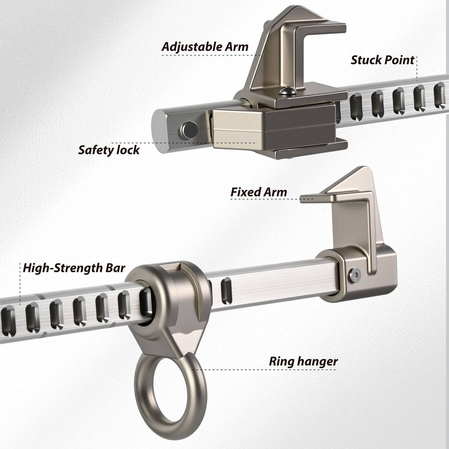 Horizontal Beam Anchor, Aluminum Support Beam Anchor for 4 to 14.6 Inch Flange Width, Lightweight Sliding Beam Anchors for I-Beam, Fall Protection