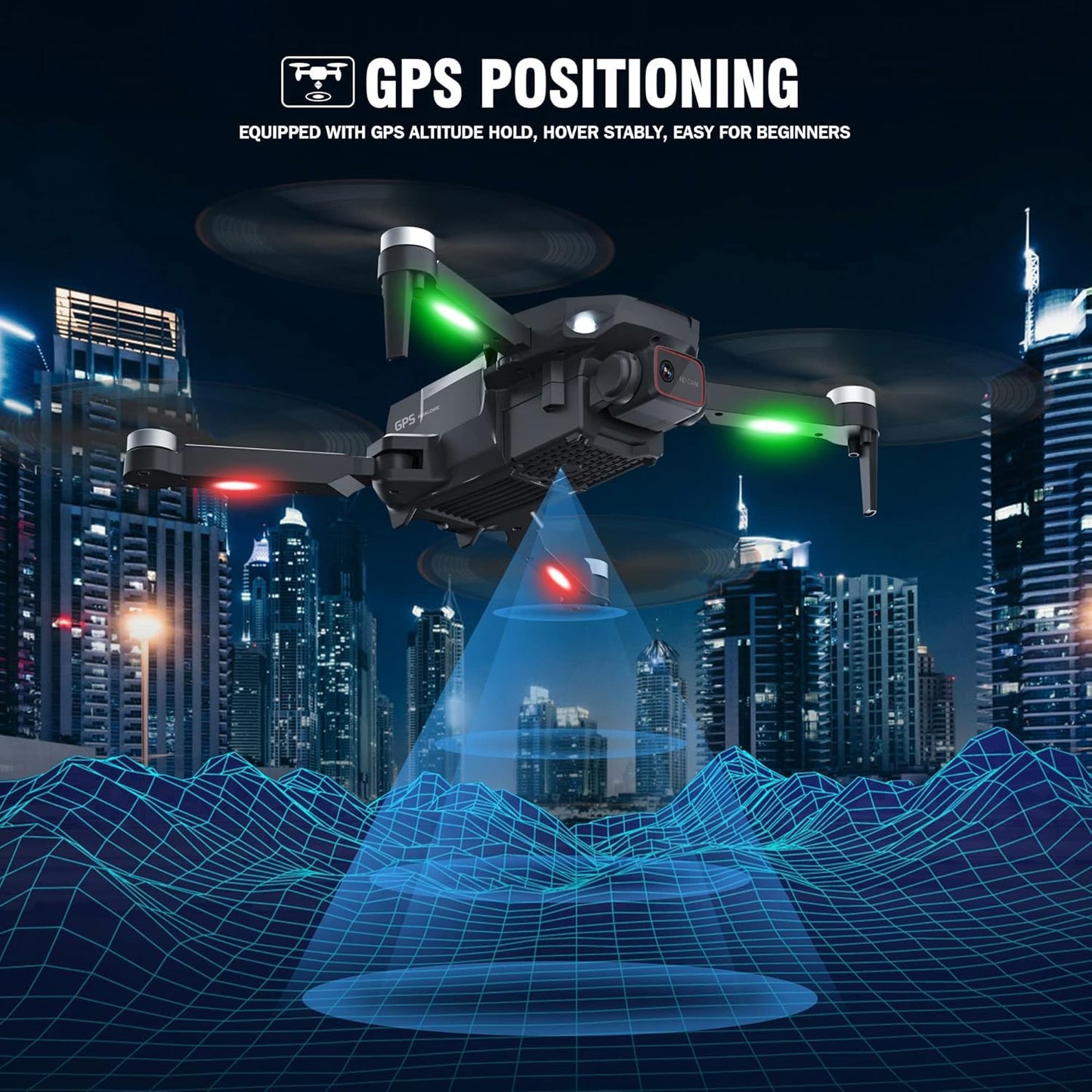 GPS Drone with Camera 4K for Adults,2PCS Batteries 60Mins Flight Time and Carrying Case,Gift for Men,Easy Fly Quadcopter for Beginners with Optical Flow Positioning