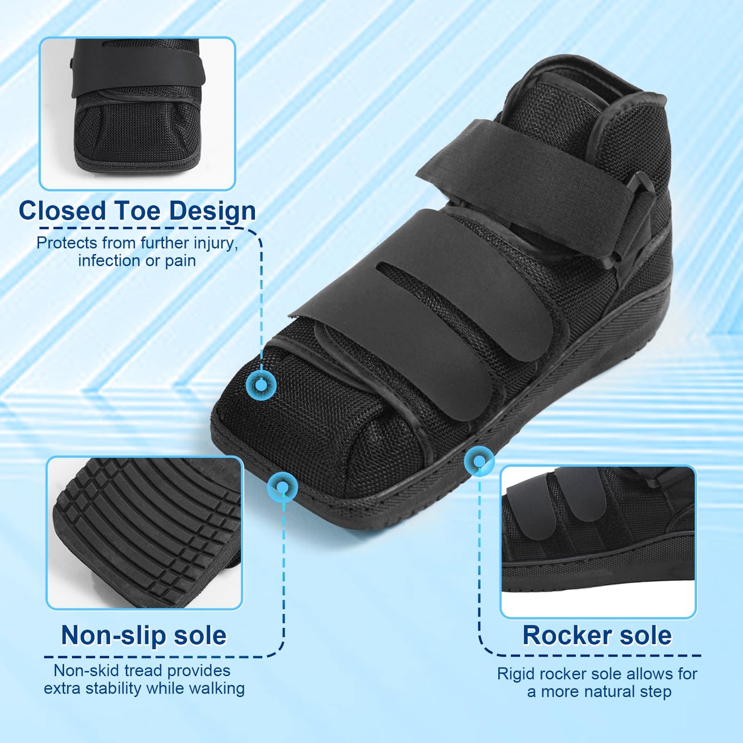 Estinko Closed Post Op Shoe, Post Op Shoes, Fracture Medical Walking Shoes for Men and Women-Post Surgery or Operation Foot Support, Broken Foot or Toe, Squared, M