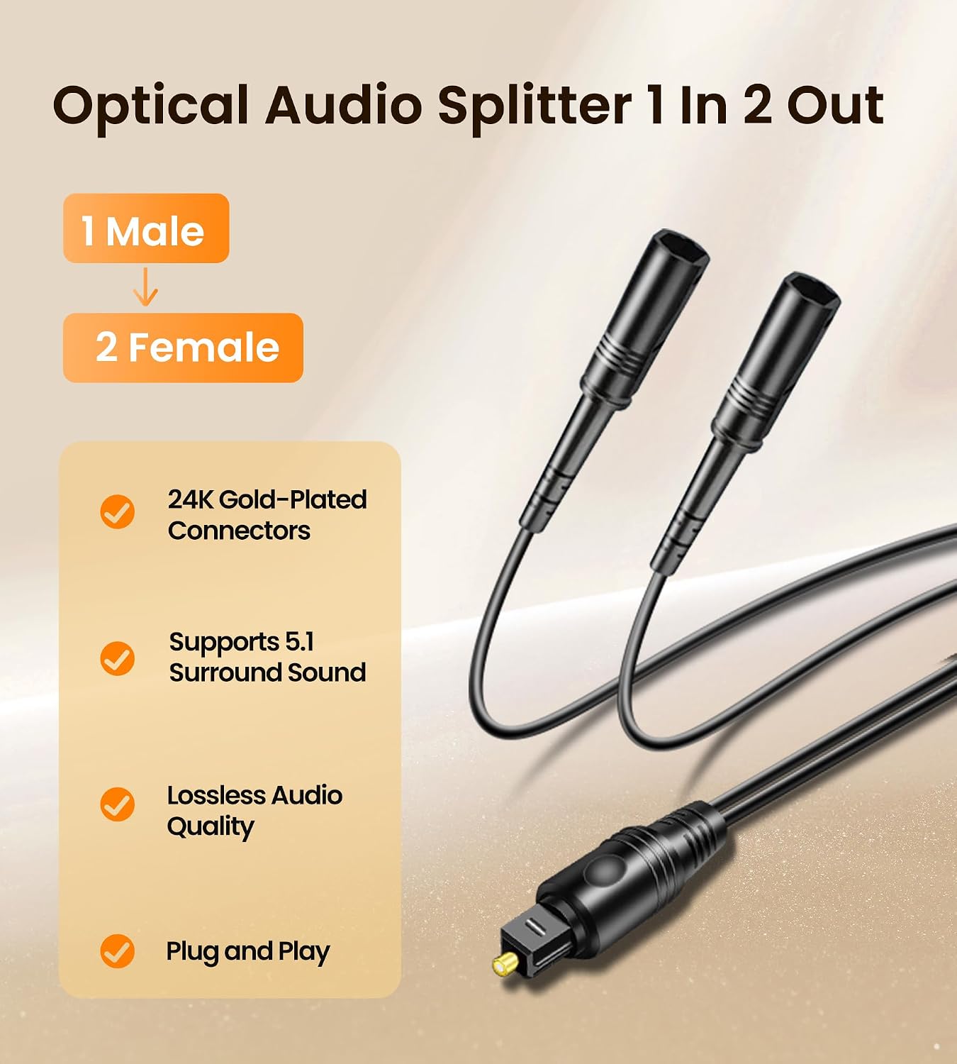 1 2 1 2 LPCM2.0 5.1CH Xbox,PS4,TV avedio links Optical Audio Cable Splitter in Out, Toslink Digital Fiber Audio