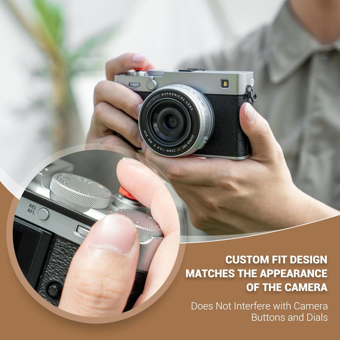 X-E5 XE5 JJC Metal Thumb Grip & Shutter Release Button for Fuji Fujifilm Mirrorless Camera, Hot Shoe Cover Protector