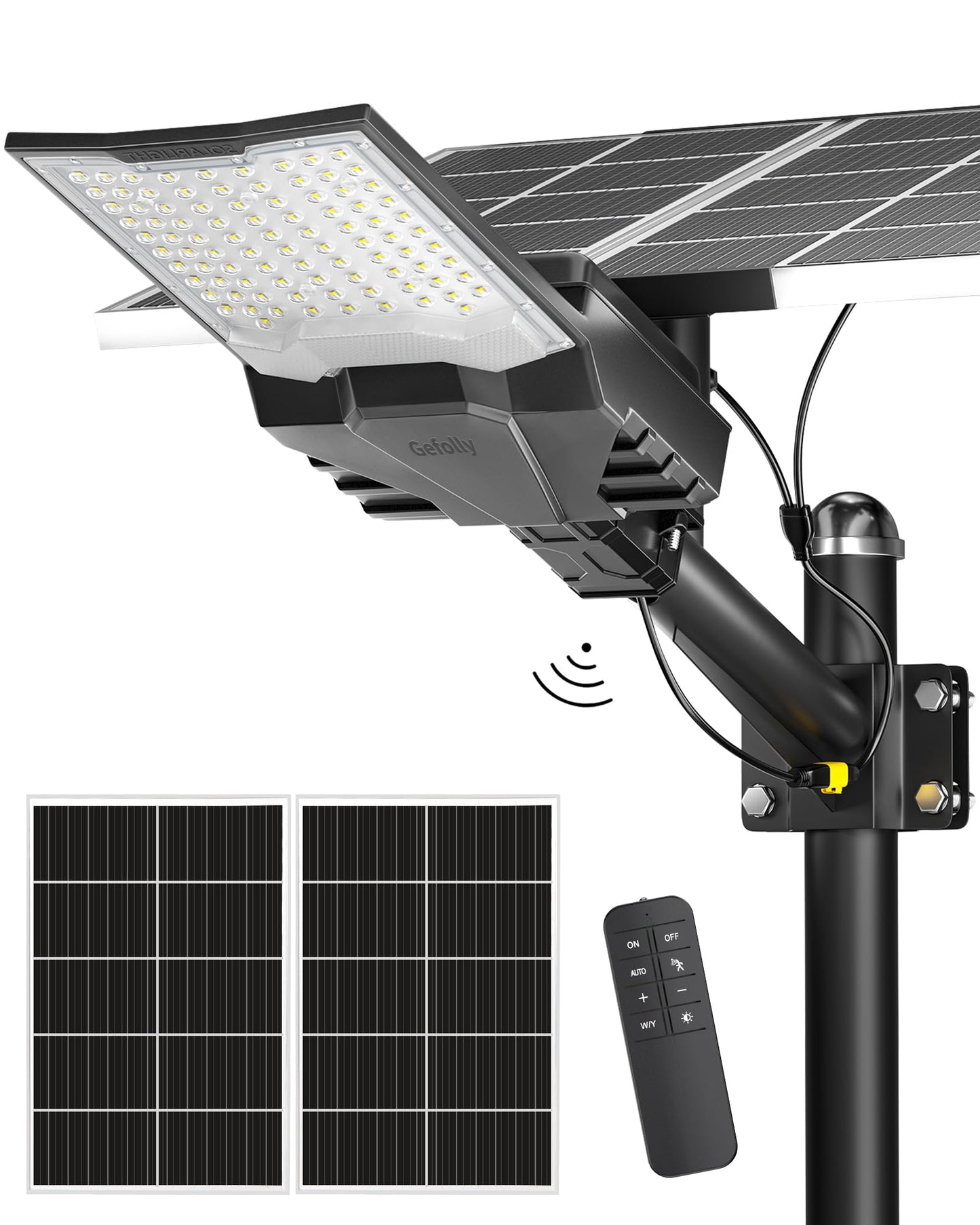 Gefolly SL-18000W Solar Street Lights Outdoor, Commercial Parking Lot Light Dusk to Dawn IP67 Waterproof 6500K Security Flood Lights Lamp for Yard, Road, Basketball Courts