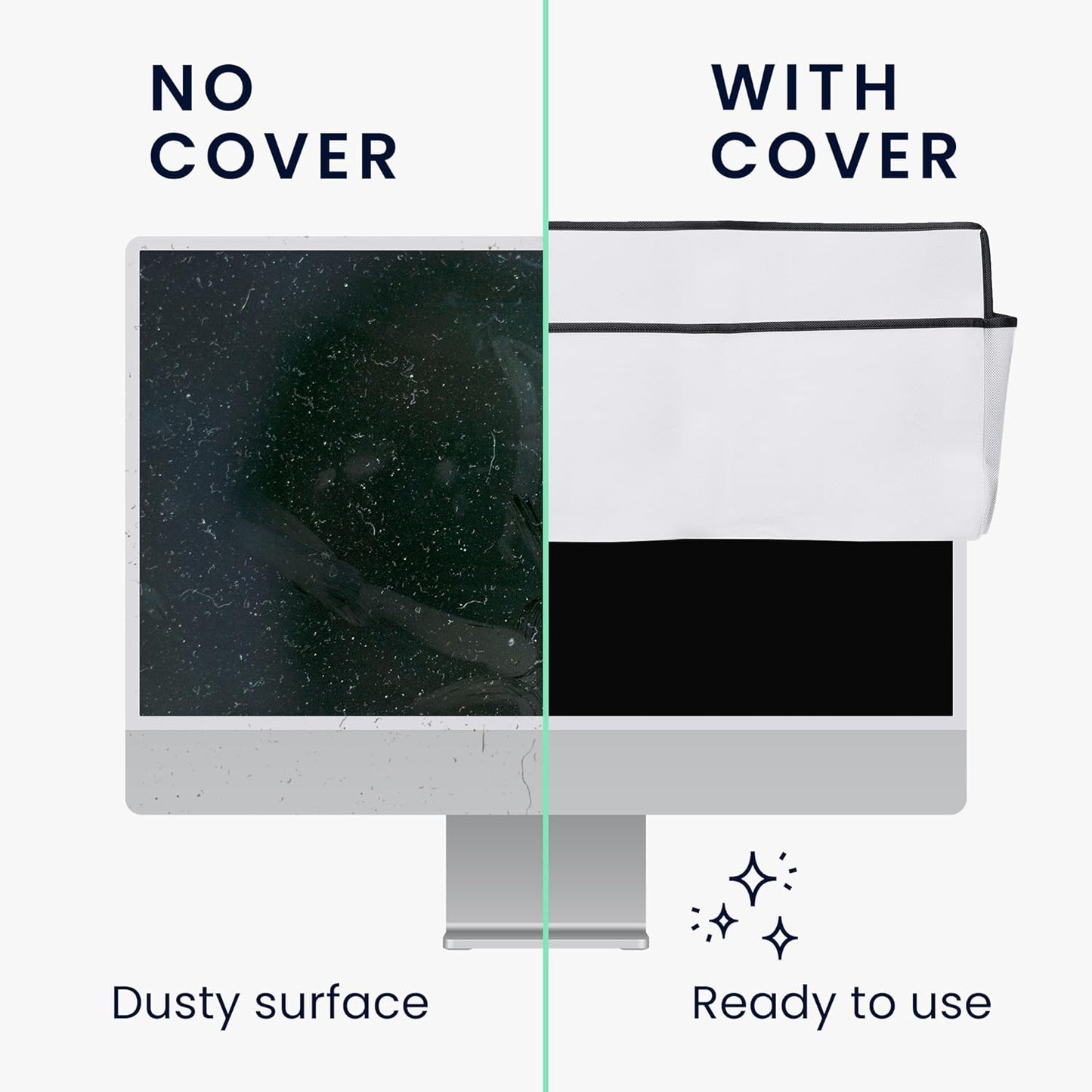 27-28" kwmobile Monitor Cover Compatible with Monitor - Dust Cover Computer Screen Protector - White