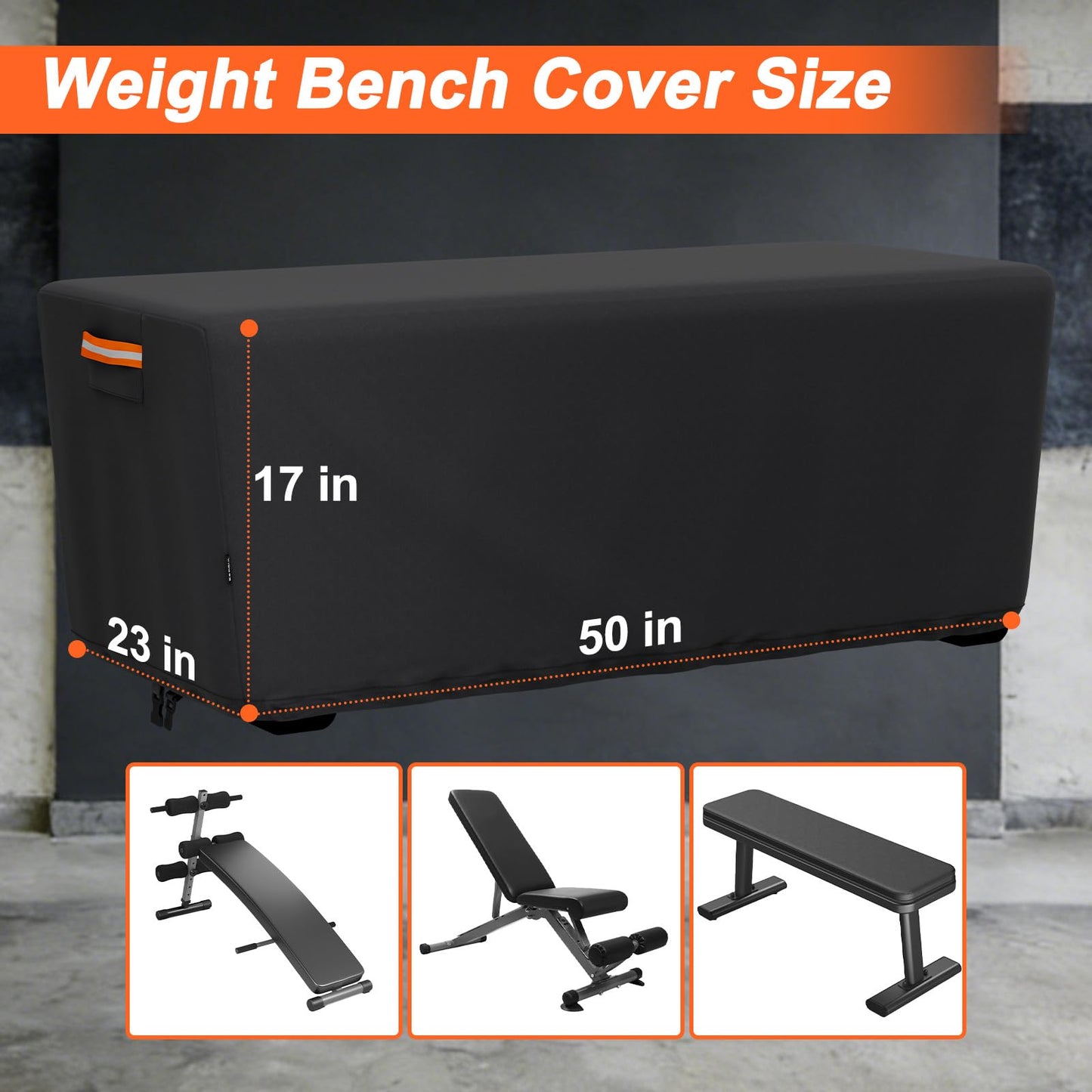 EVRBUL Weight Bench Cover, Adjustable Exercise Workout Bench Cover Waterproof Dustproof Compatible with Sit-up Board Flat Lifting Benches and Fitness Equipment