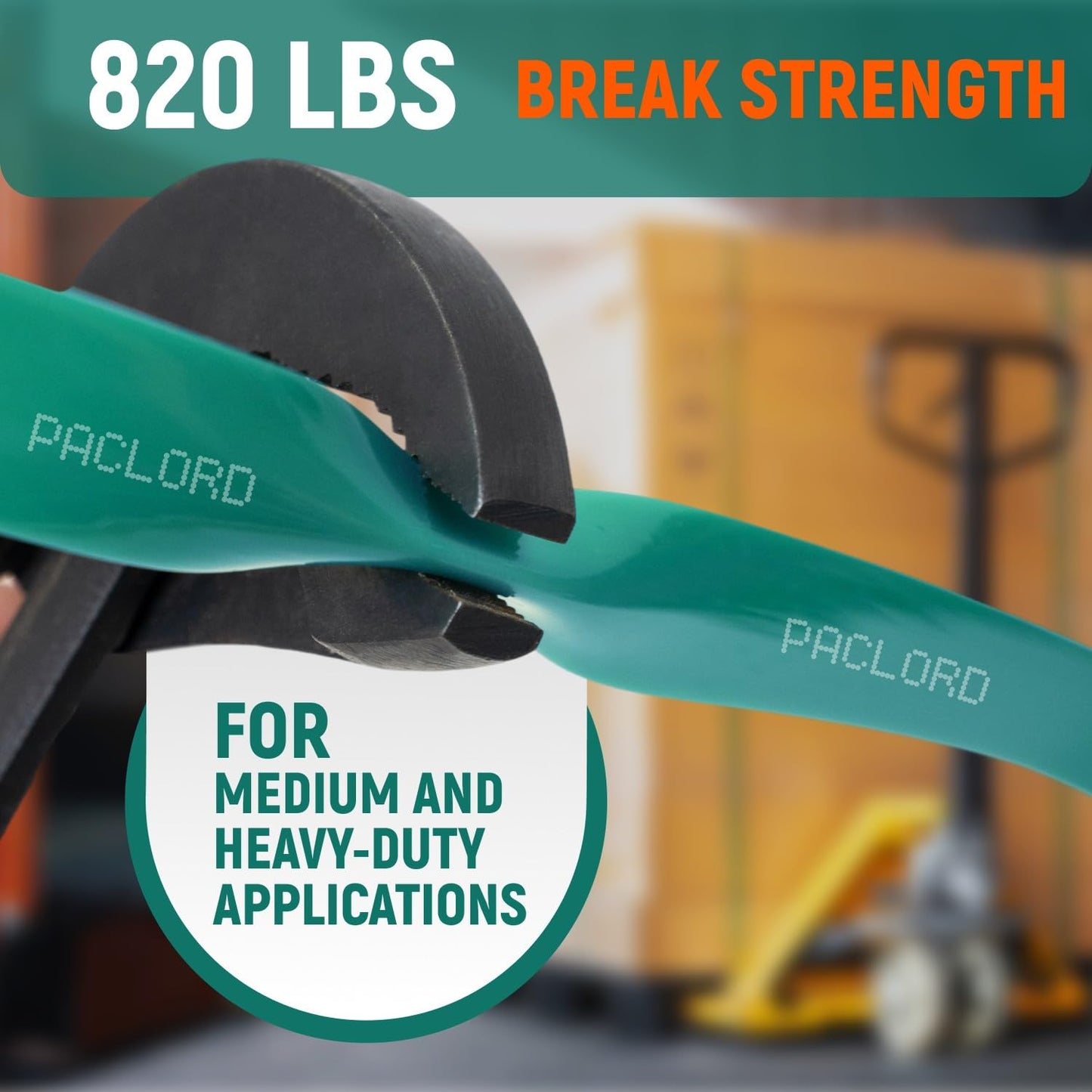 Paclord 1/2" x 6500' Industrial-Grade Polyester (PET) Strapping Coil, 0.028" Thickness, 16" x 6" Core, 820 lbs Break Strength - Green Pallet Banding Strap – Excellent Weather Resistant