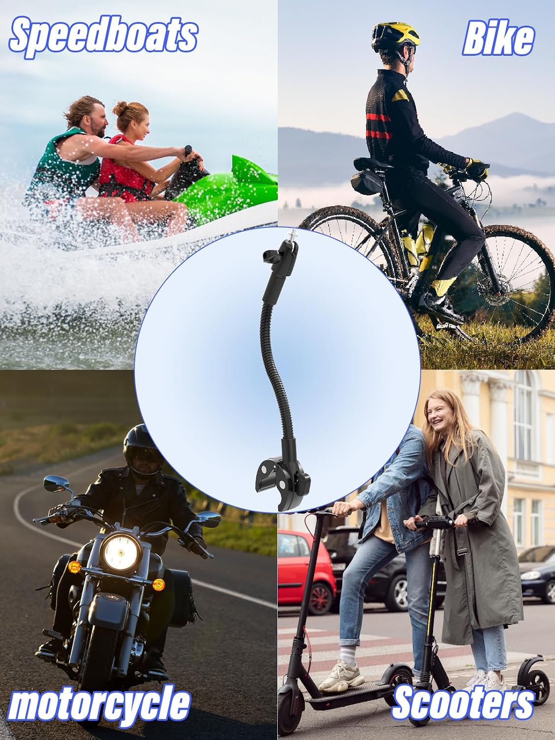 Charchendo 1/4 3/8" 5/8" 13/Logitech 360/Field Metal Gooseneck Clamp Camera Mount for Sailing with Screw, Cameras Large