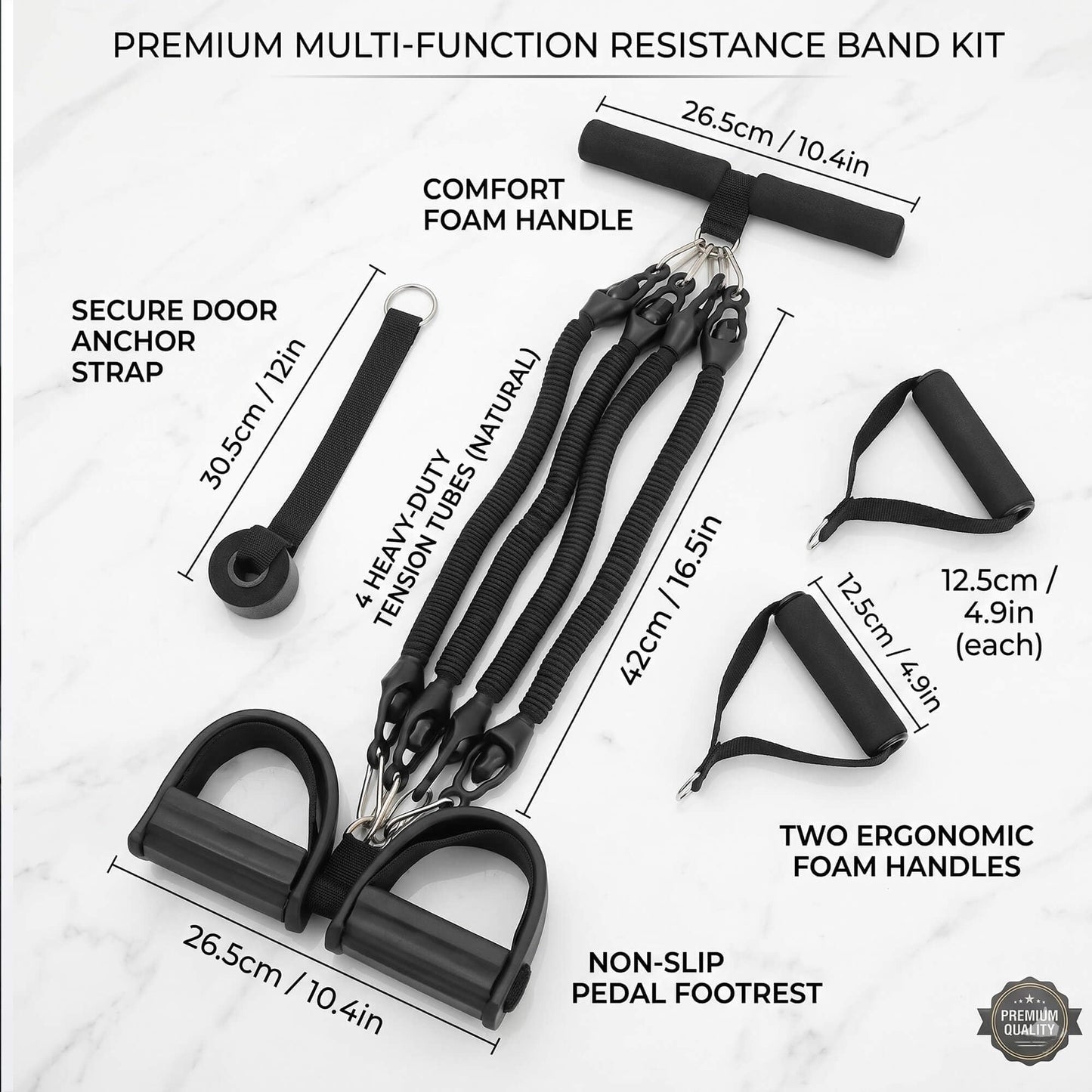 Pedal Resistance Band with Handles, Elastic Sit Up Pull Rope for Abdomen, Waist, Arm, Leg Stretching (ResistanceBand-Upgrade)