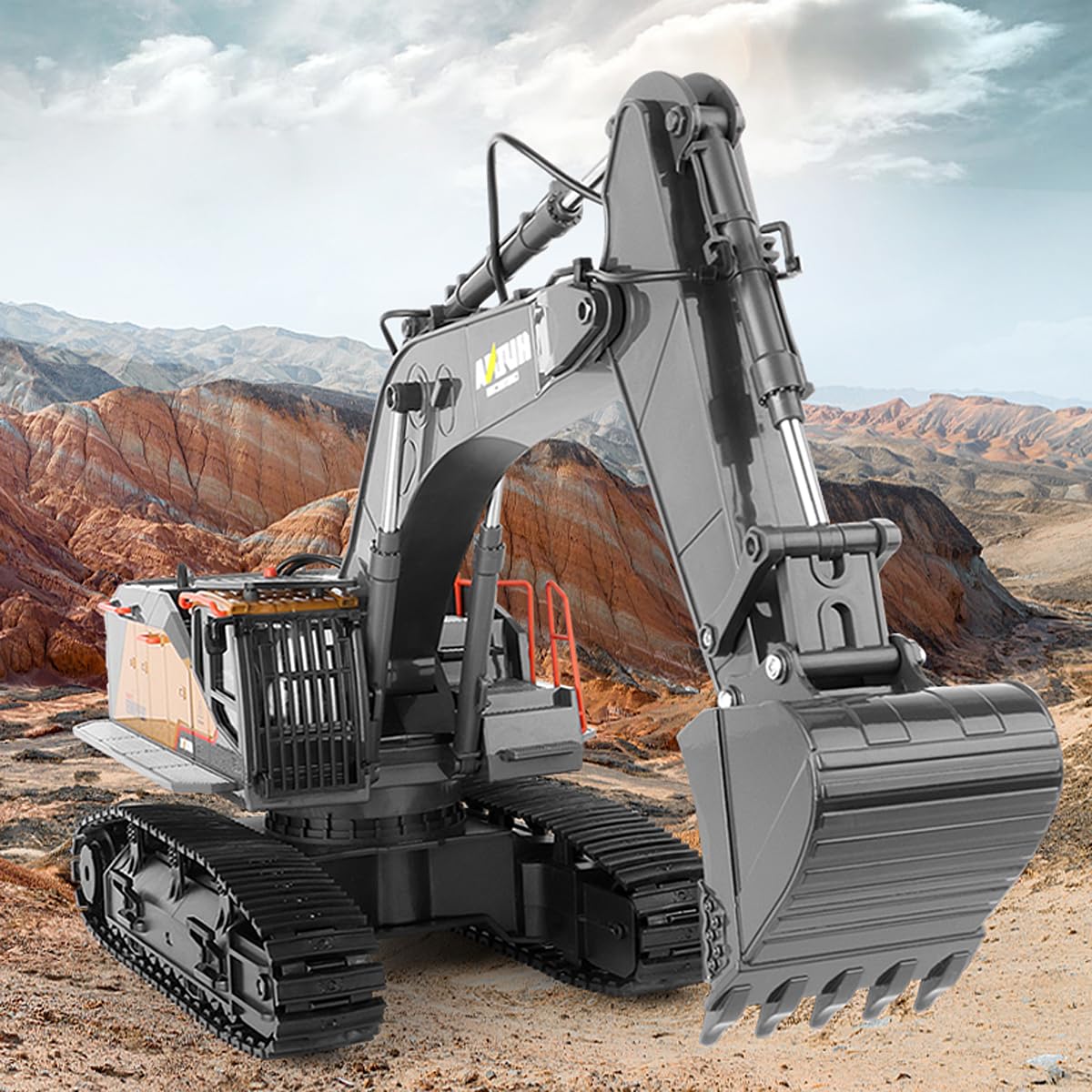 CUTEROOM 1/14 Scale RC Excavator, 22 Channel Remote Control Construction Vehicle with Metal Shovel, 2.4Ghz Excavator with Realistic Lights & Sounds, Rechargeable Battery, Gift for Birthday Christmas