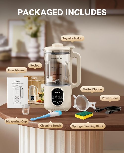 44oz Nut Milk Maker Machine, 8 in 1 Automatic Soy Milk Maker, Homemade Soy, Almond, Oat, Coconut, Plant Based and Non Dairy Beverages, Delay Start/Self-Cleaning with Electronic Cookbook