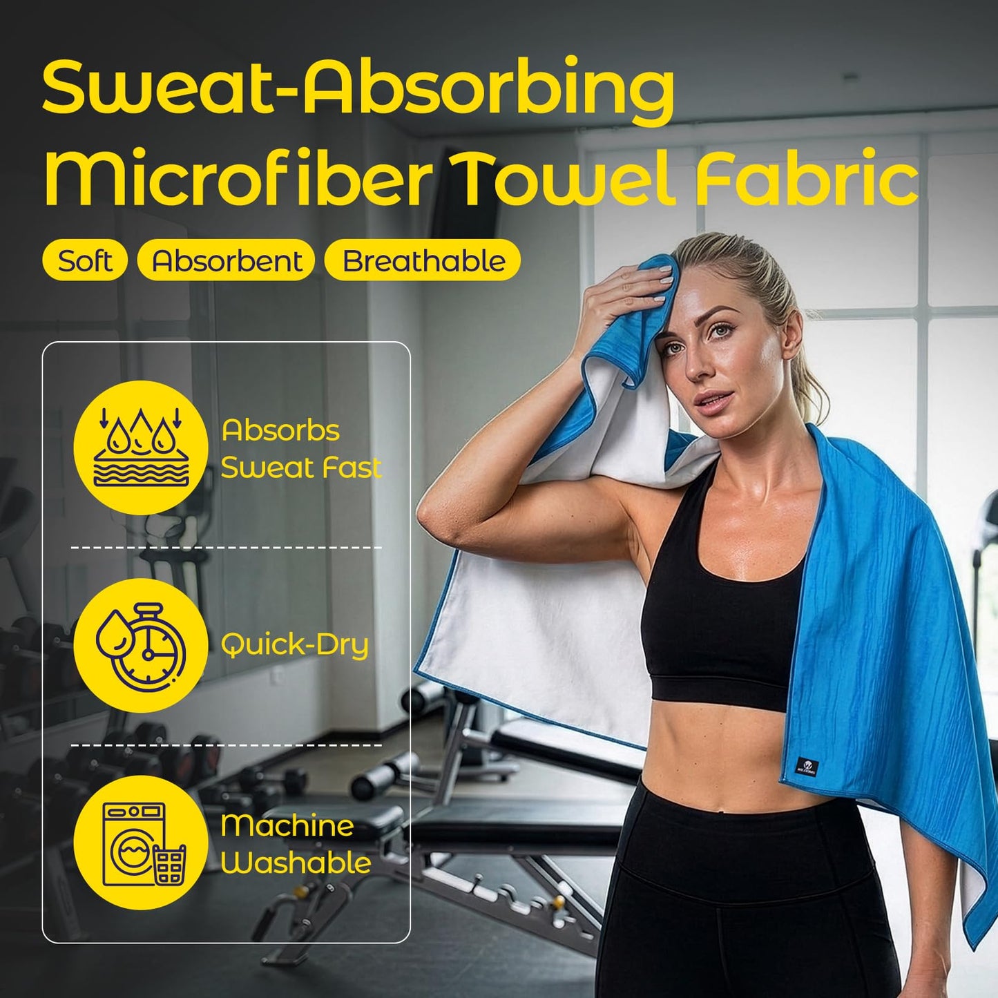 WILDOMS Car Seat Towel Cover - Sweat Absorbing Microfiber Towel for Car Seat After Gym, Workout & Beach - Washable Seat Protector, Universal Fit for Cars, Trucks, SUVs - Blue Ripple