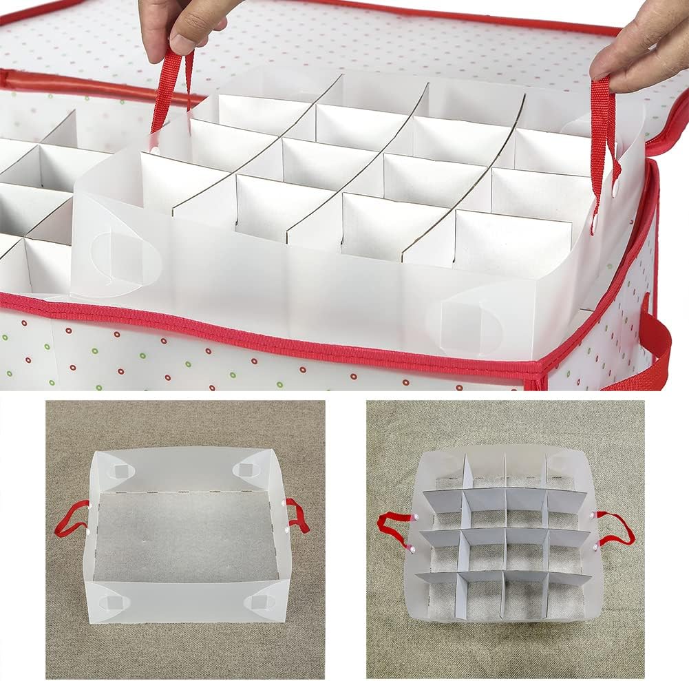 Sattiyrch Christmas Ornament Storage Box - Durable, Dust-Proof Organizer with Customizable Dividers | Holds 128 x 3-Inch Ornaments