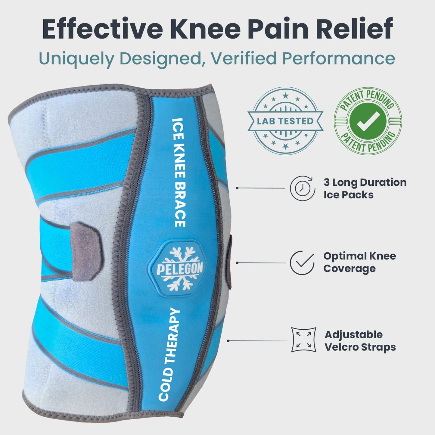 Knee Ice Pack Wrap (1 Pack) - Adjustable Ice Pack for Knees Surgery, Replacement, Arthritis Pain, ACL, Sports Injuries, Post Surgery, for Long Duration - 1 Pack