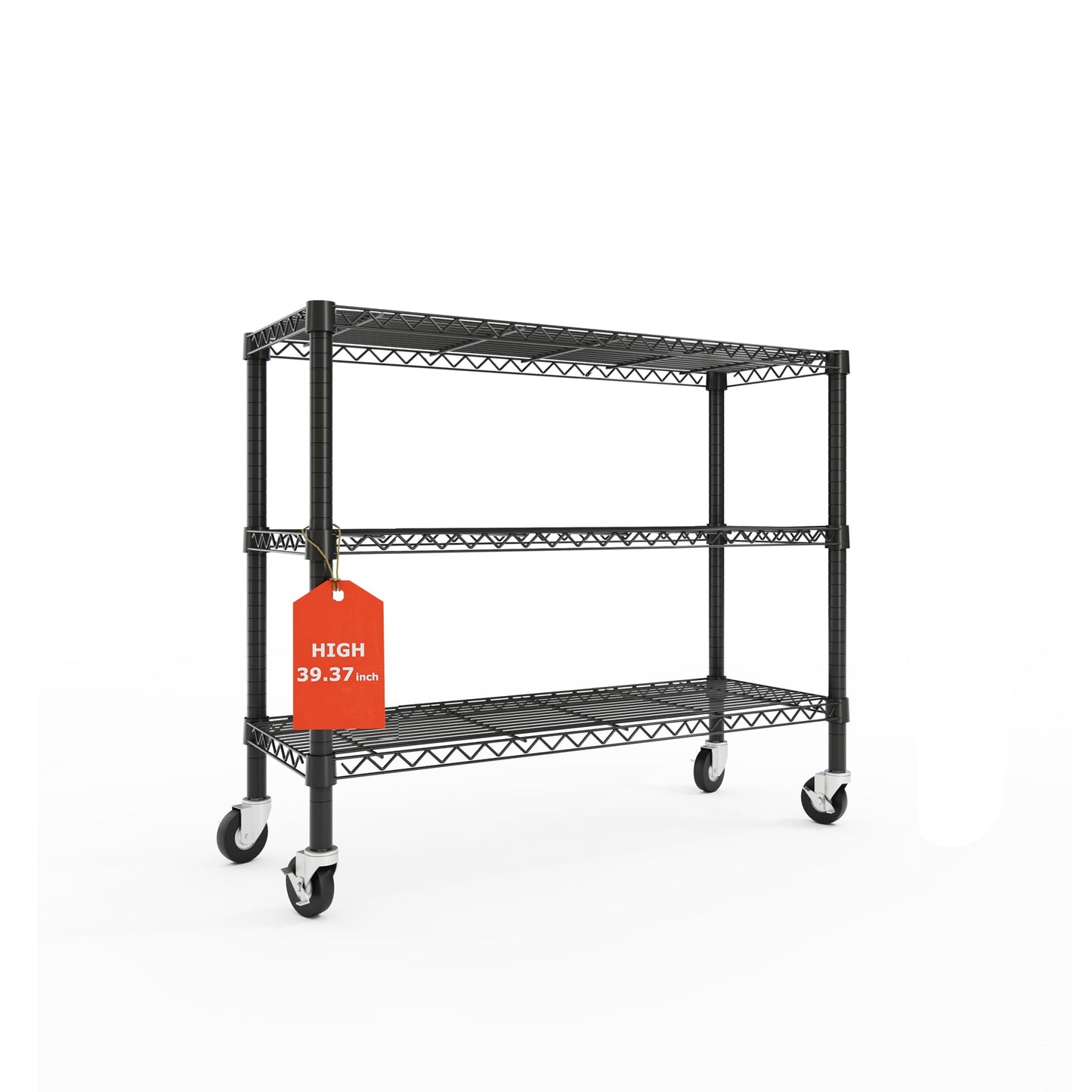 Orchidleaf 3 Tier Wire Shelving Unit with Wheels, Heavy Duty Metal Storage Shelf Rack, 36.9" W x 18.6" D x 39.4" H Rolling Wire Shelf with Locking Casters for Garage, Pantry, Kitchen, Laundry Room,