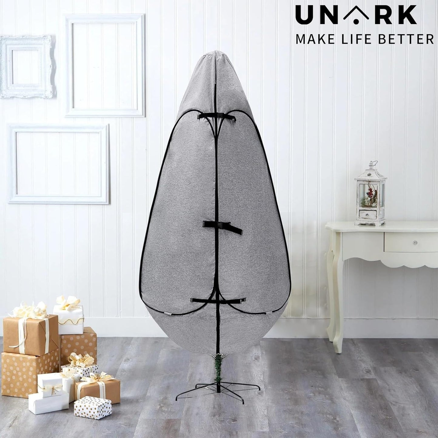 Upright Christmas Tree Storage Bag - Durable Cover for 6.5 Ft to 7.5 Ft Trees | Gray