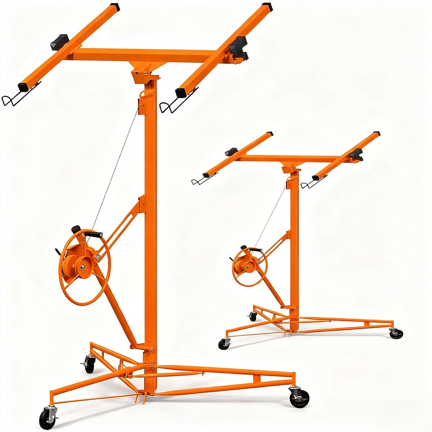 Drywall Lift 16 ft, Heavy Duty Sheetrock Lift 150LBS, Drywall Lifter Rolling Lifter Panel, 360° Adjustable Telescopic Arm & 3 Lockable Wheels Hoist Jack, for Ceiling and Wall Installation