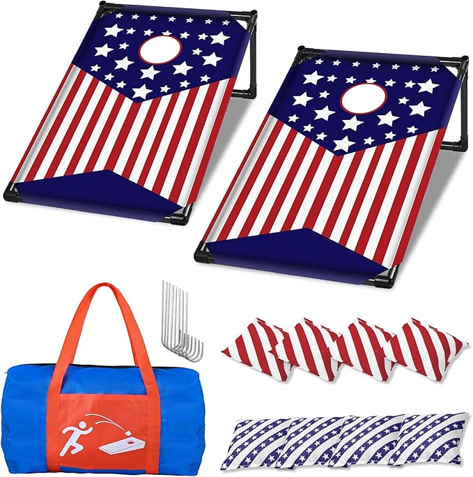 NZQXJXZ 3x2 ft Cornhole Board Set with 8 Bean Bags and Carrying Bag, Outdoor Toss Game Set for Kids and Adults, Portable Corn Hole Sets for Beach Lawn Backyard
