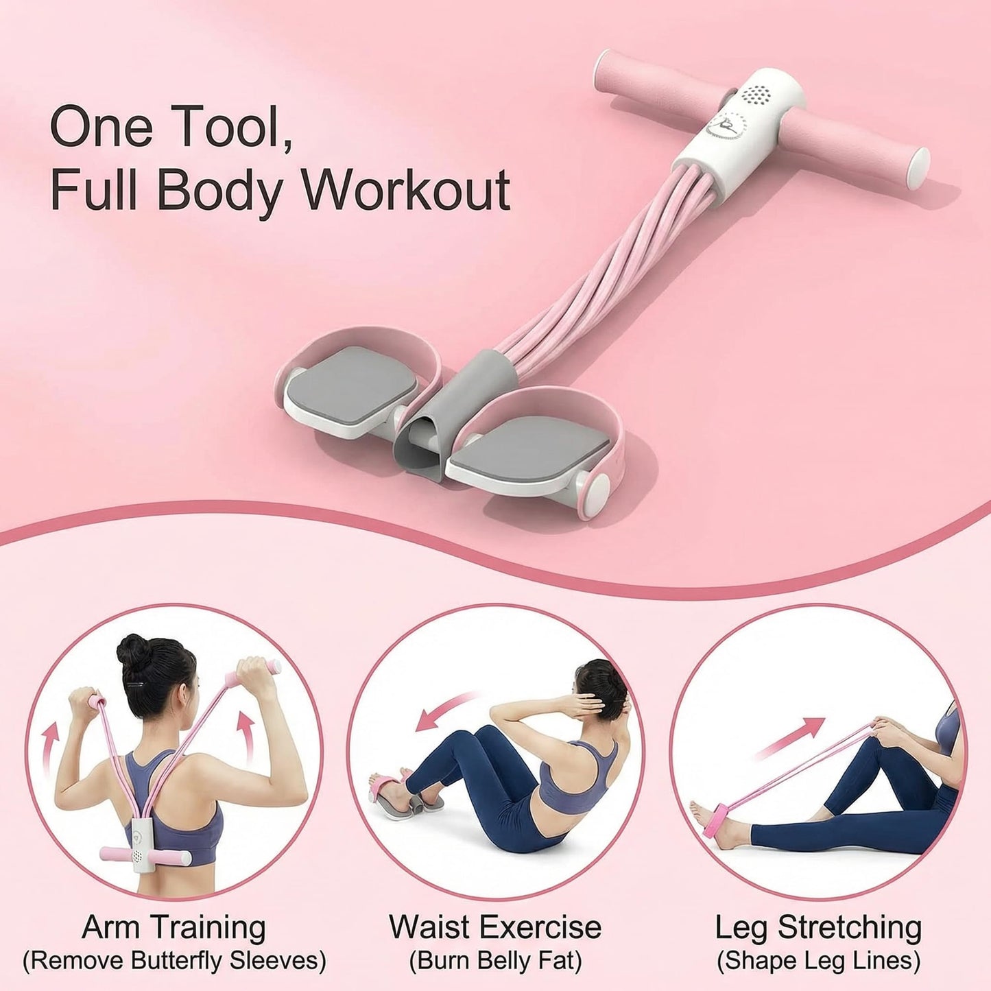 Hekisace Smart Foot Pedal Puller with Digital Counter, 6 Resistance Bands for Full Body Workout, Yoga, and Home Fitness