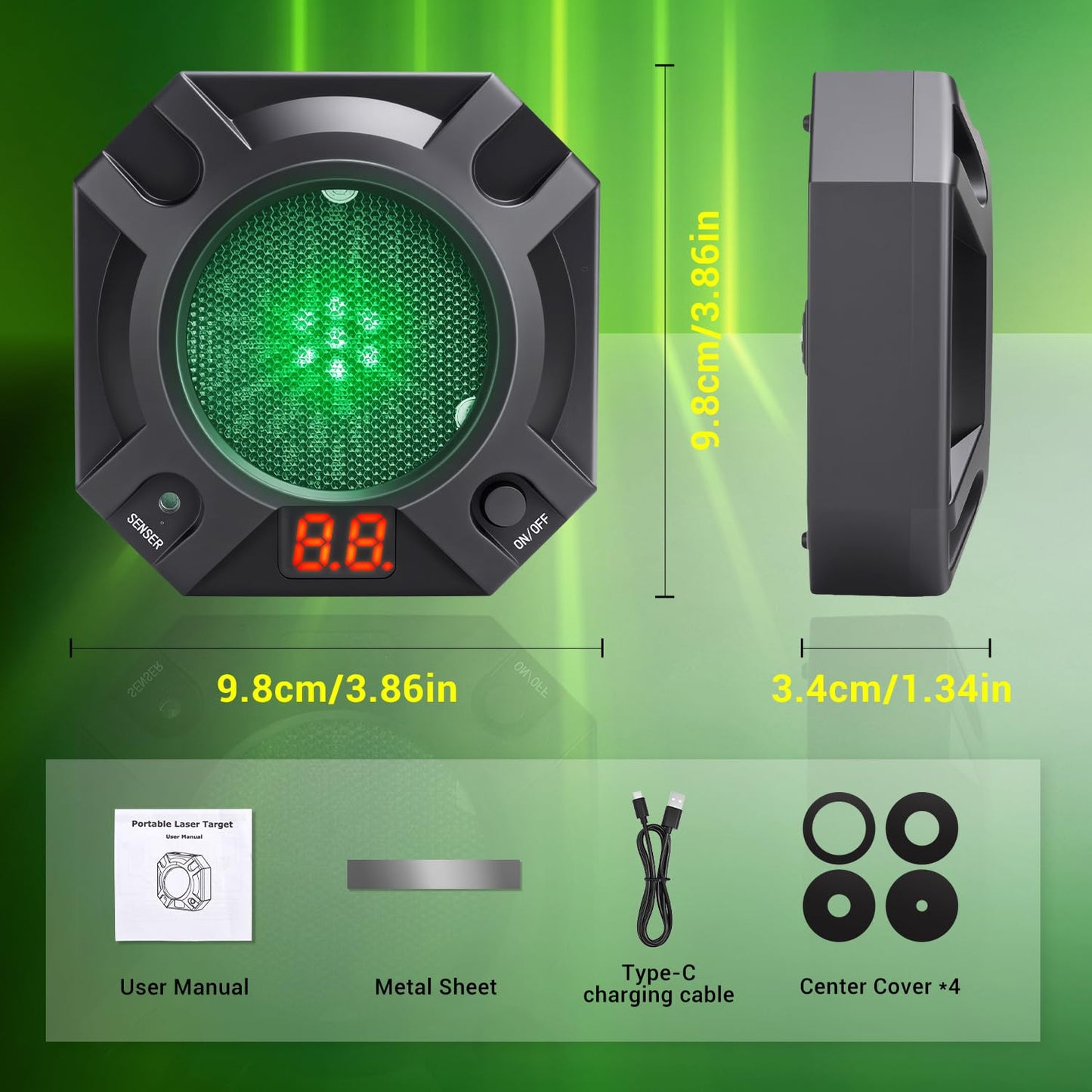 ARVAGGCY Dry Fire Training System,Laser Shooting Target,Compatible with 9mm/380ACP/40S&W/45ACP and More Types of Training Cartridges, LED Counting Feedback