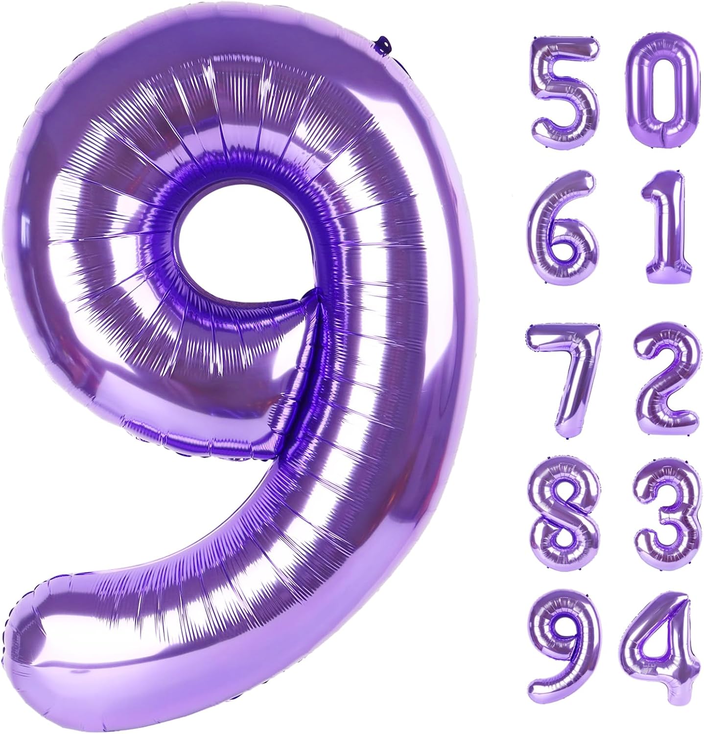 Purple Number 9 Balloon - 40 Inch Giant Birthday Decoration for 9th, 19th, 29th, 90th Celebrations