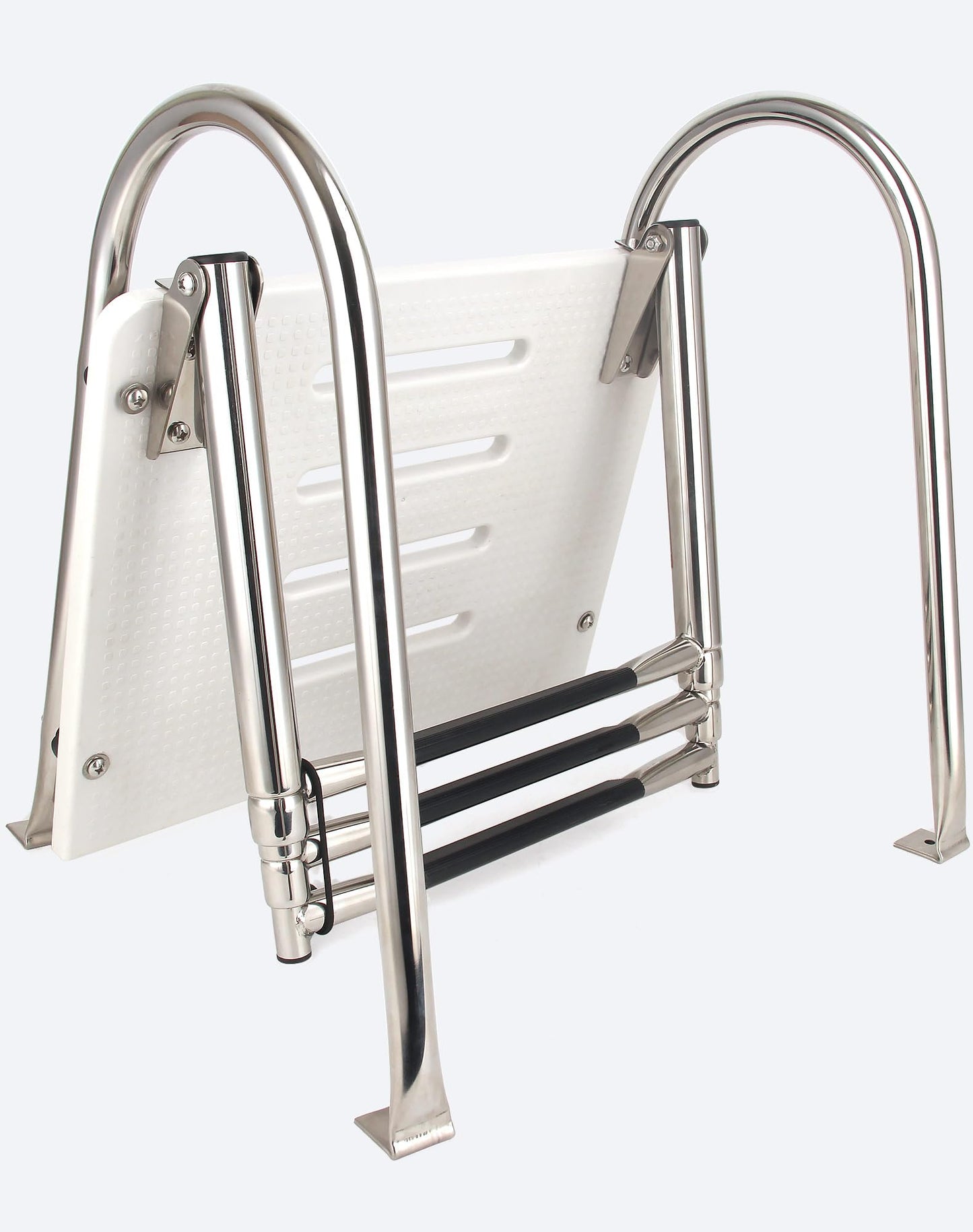 Mojiate 3-Step ABS Telescoping Boat Ladder | Stainless Steel Swim Platform with Handrails | 400lb Capacity | Collapsible for Pontoon, Dock & Yacht