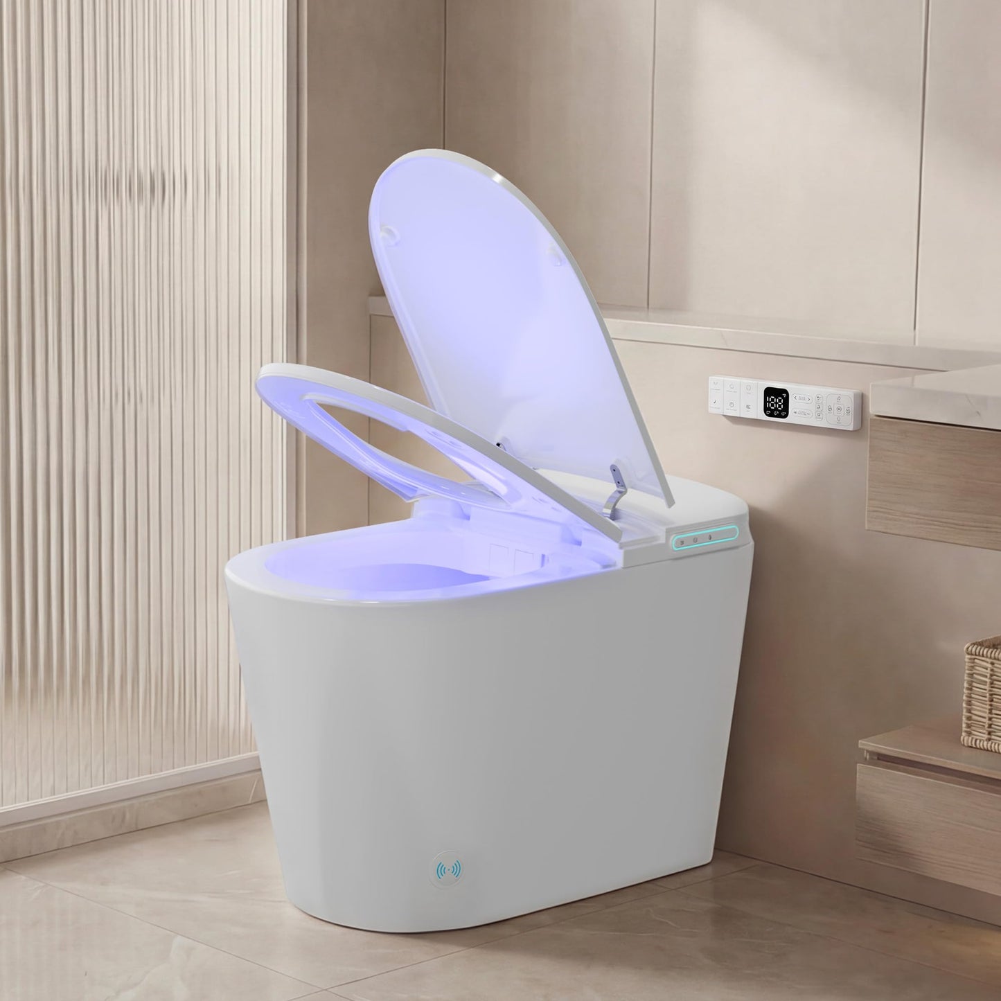 Smart Toilet with Bidet Built in, Modern Tankless Bidet Toilet for Bathroom with Heated Seat, One Piece Toilets with Dryer, Foot Sensor, Auto Lid&Seat/Siphon Dual Flush 0.8/1 GPF, MAP 1000g