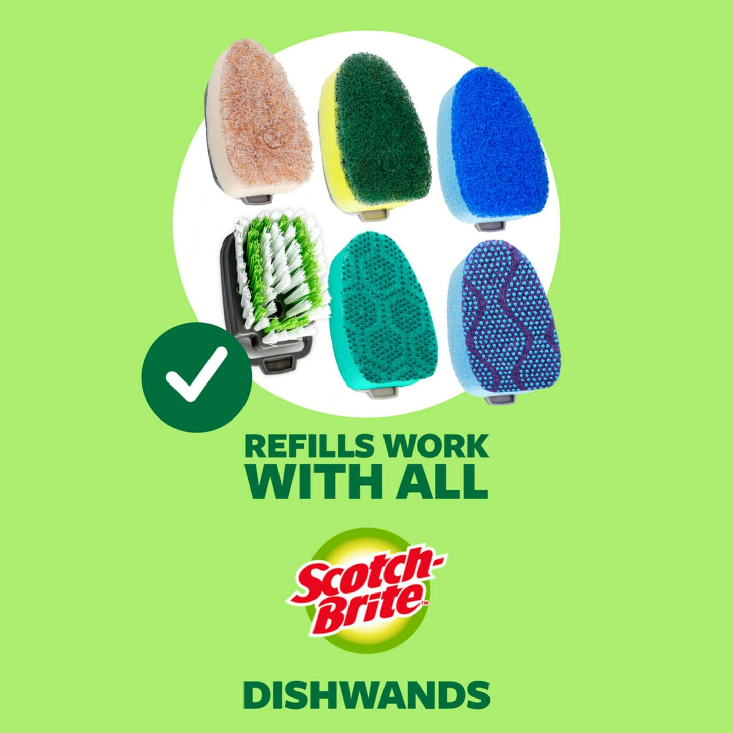 Scotch-Brite Non-Scratch Dishwand Kit, Includes 1 Wand & 7 Refill Pads, Keep Hands Out of the Mess