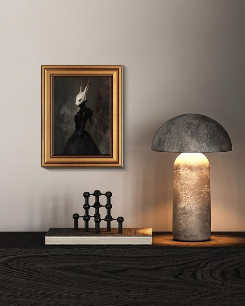 HUARCEY Vintage Wall Art - Gold Framed Gothic Rabbit Lady Canvas Print | Aesthetic Dark Academia 8x10in