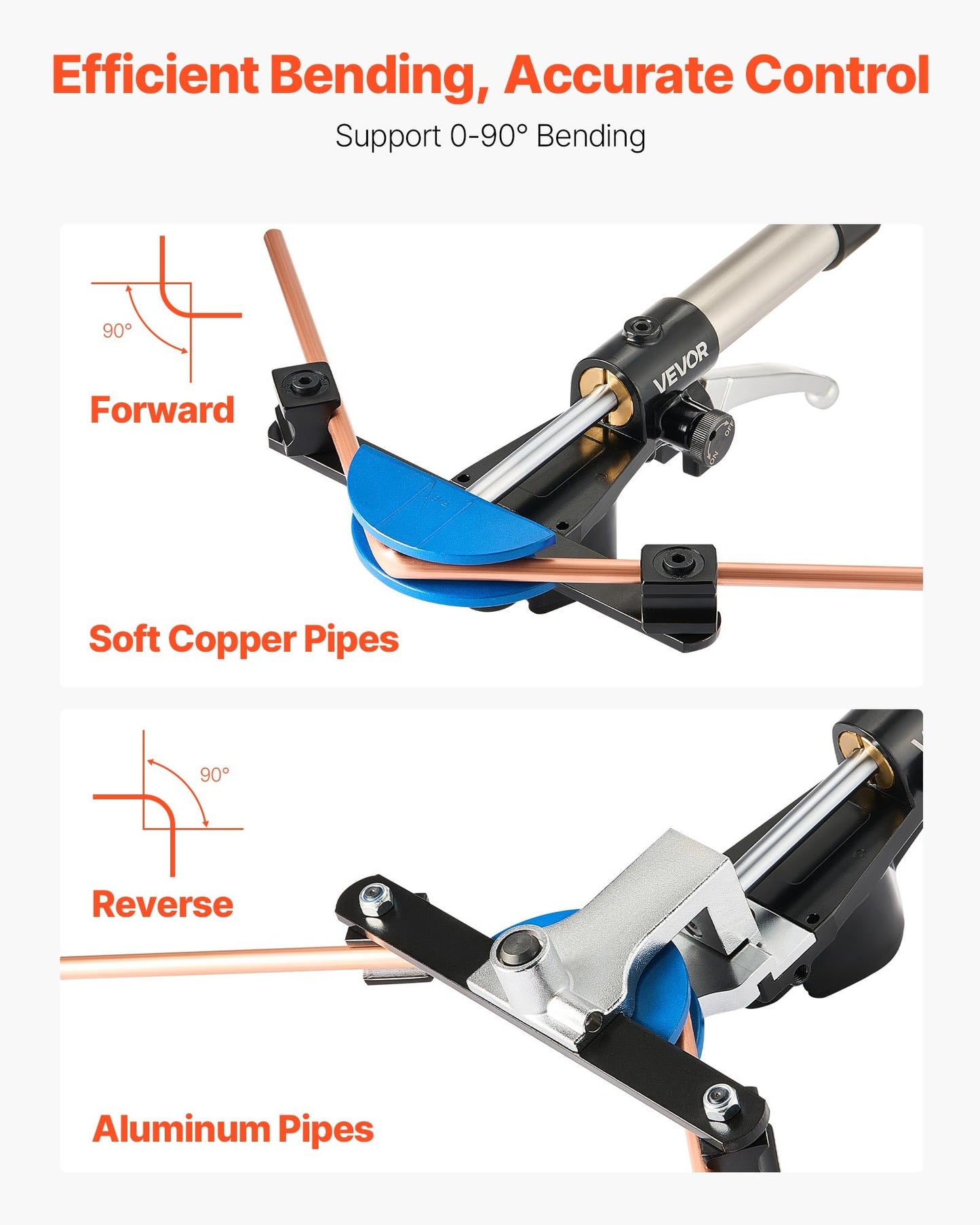 VEVOR Hydraulic Tubing Bender Kit, 1/4 to 7/8 Inch, Copper Tube Pipe Bender, Forward/Reverse HVAC Bending Tool, with 7 Color Aluminium Alloy Dies, for HVAC Air Conditioning Refrigeration Auto Repair