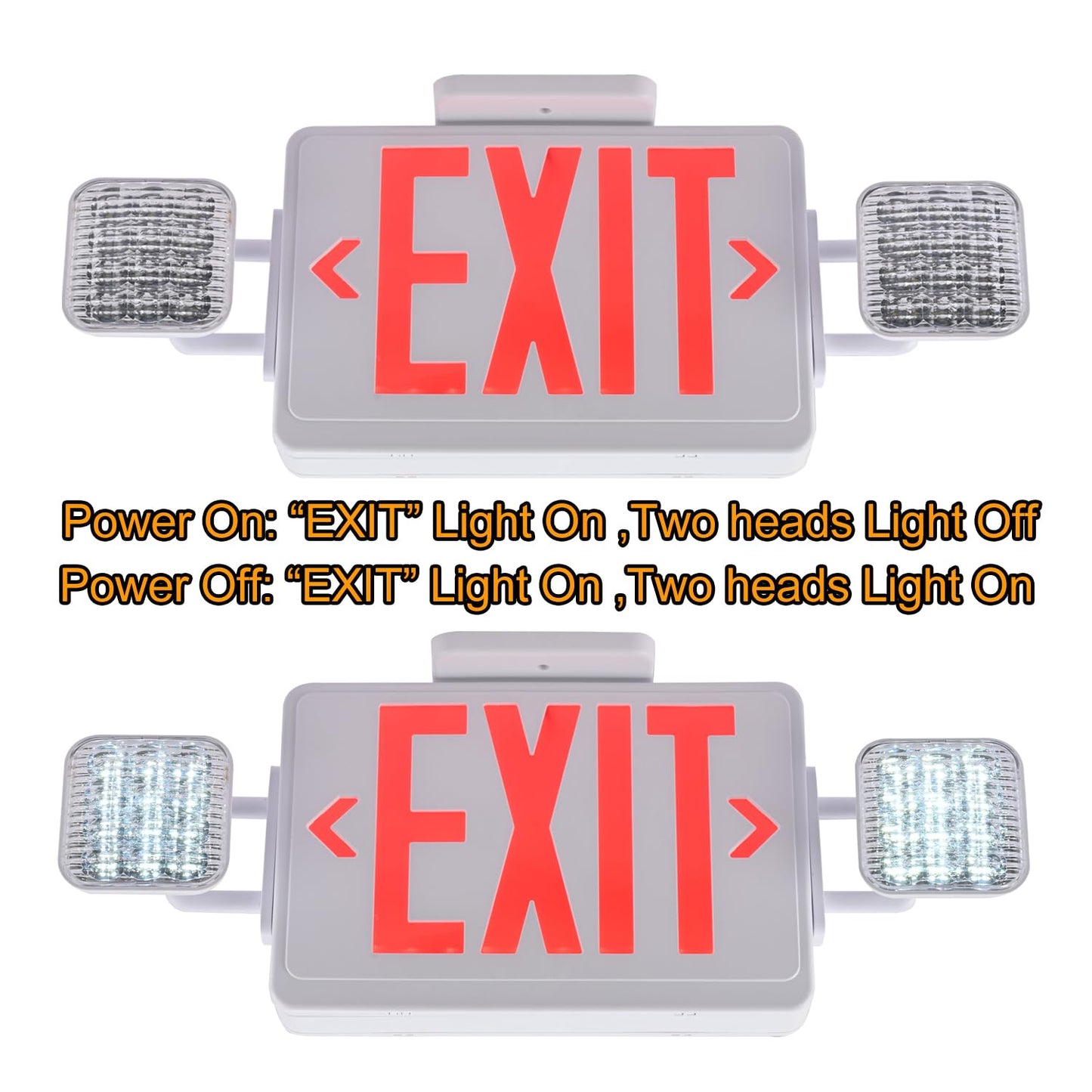 Apmeetlux Red Exit Sign with Emergency Lights, 200lm 3Hours Plug in Exit Sign Battery Backup Lights for Business,Commerical Emergency Lighting Combo UL 924 AC85-277V Double Face