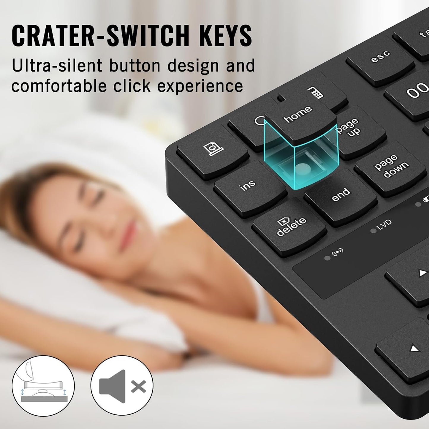 RaceGT 2.4G 35 Wireless Number Pad, Numeric Keypad Ultra-Silent Rechargeable Keys for Laptop,Desktop,PC, Notebook