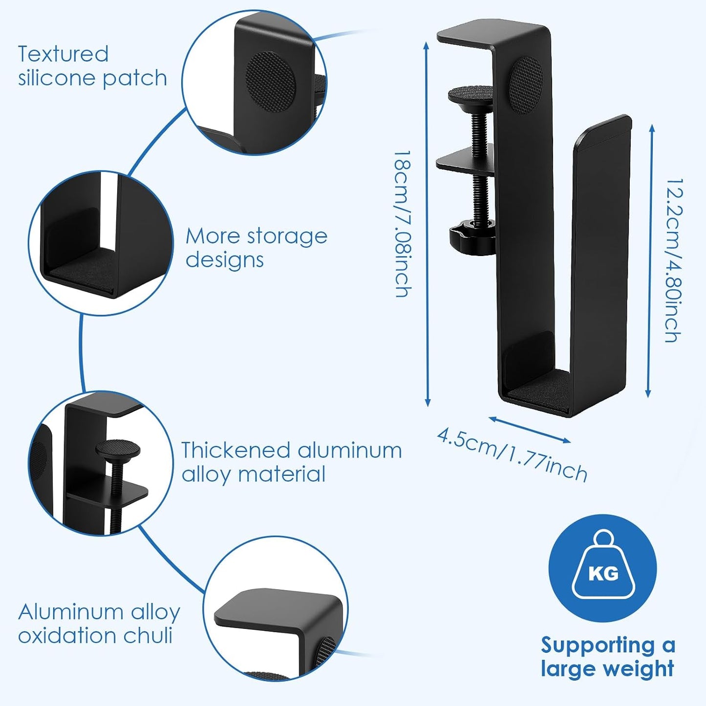 ZJRDYYK Desk Side Storage Organizer, Hanging Desk Side Laptop Holder, Vertical Laptop Stand Holder, Computer Desk Side