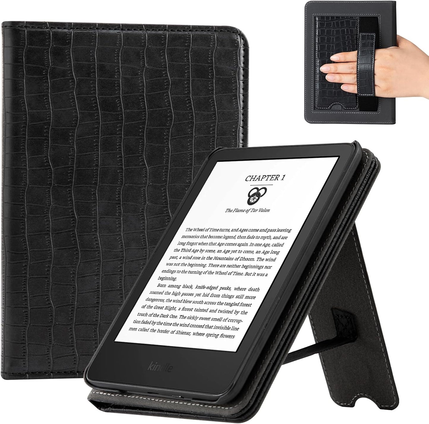 CoBak 6" Case for E-Reader - PU Leather Smart Cover with Auto Sleep/Wake & Hand Strap, not Compatible with Kobo Clara